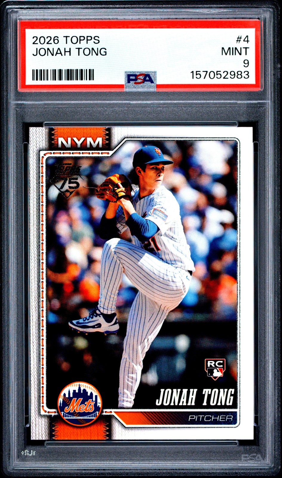 Graded 2026 Topps Jonah Tong #4 Rookie RC Card PSA 9