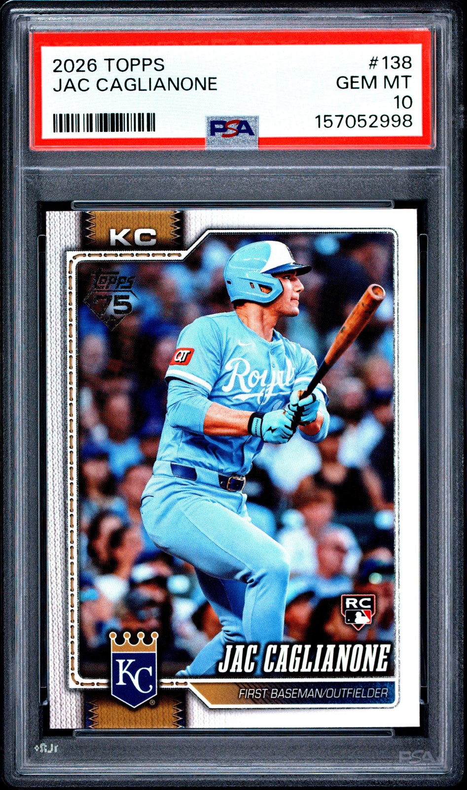 Graded 2026 Topps Jac Caglianone #138 Rookie RC Card PSA 10