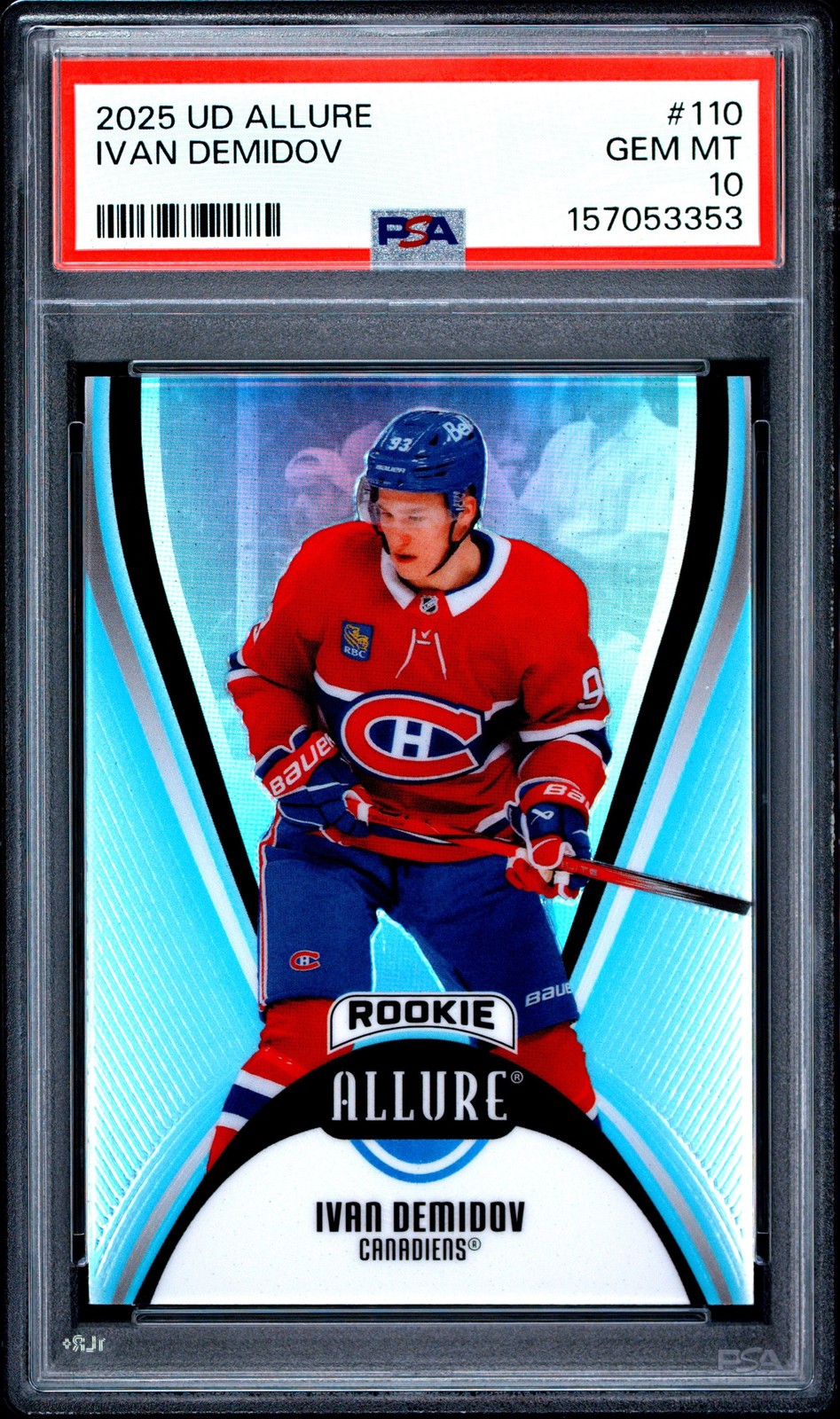 Graded 2025 Upper Deck Allure Ivan Demidov #110 Rookie RC Card PSA 10