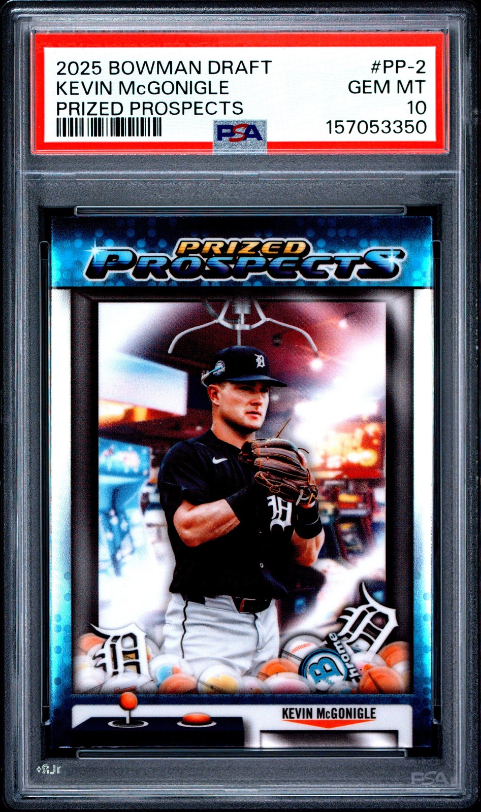 Graded 2025 Bowman Draft Kevin McGonigle #PP2 Prized Rookie RC Card PSA 10