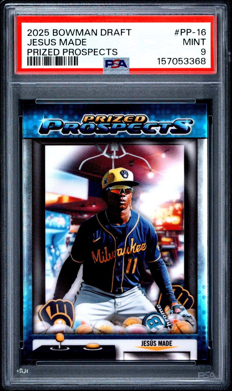 Graded 2025 Topps Bowman Draft Jesus Made #PP16 Prized Rookie RC Card PSA 9