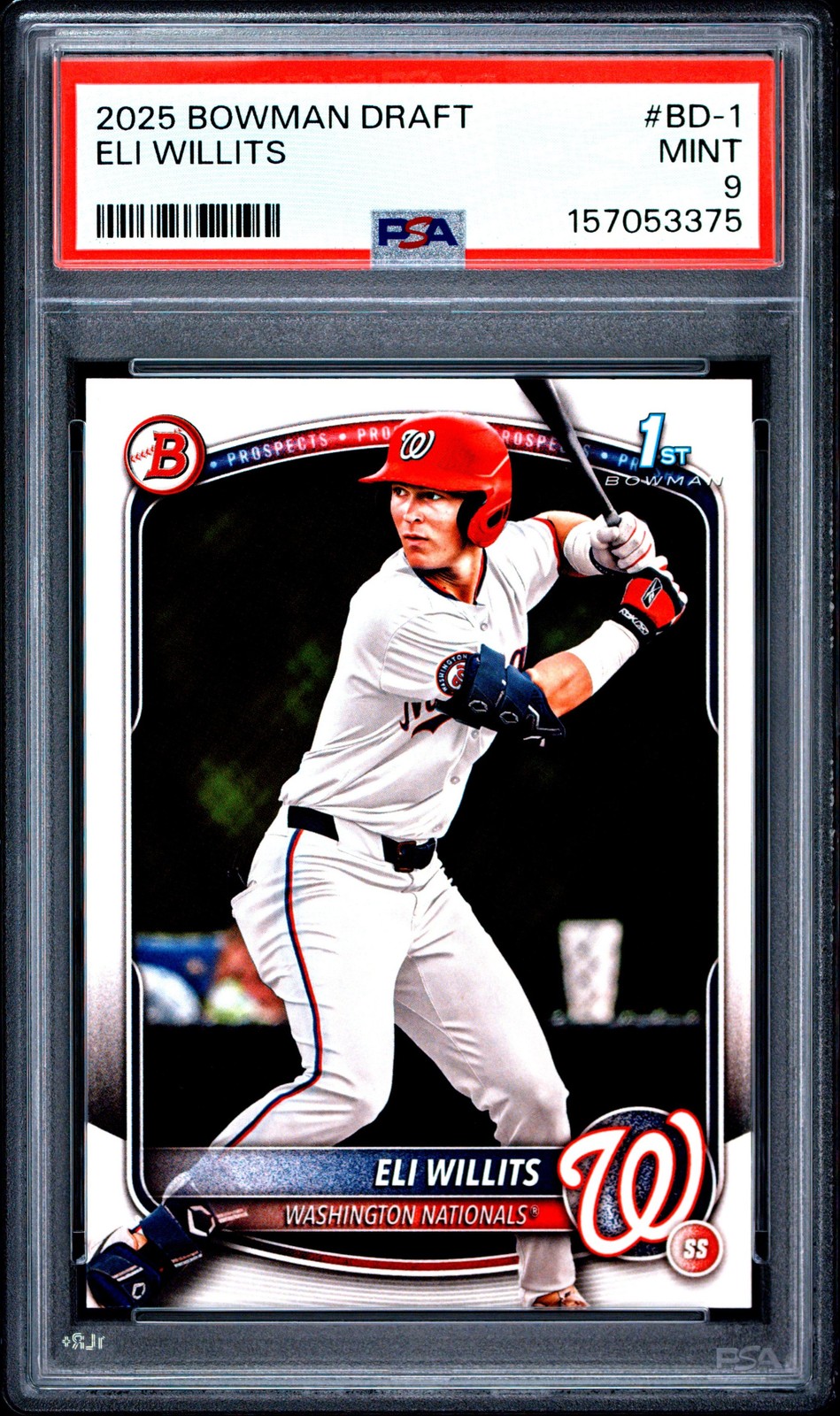 Graded 2025 Topps Bowman Draft Eli Willits #BD1 Rookie RC Card PSA 9
