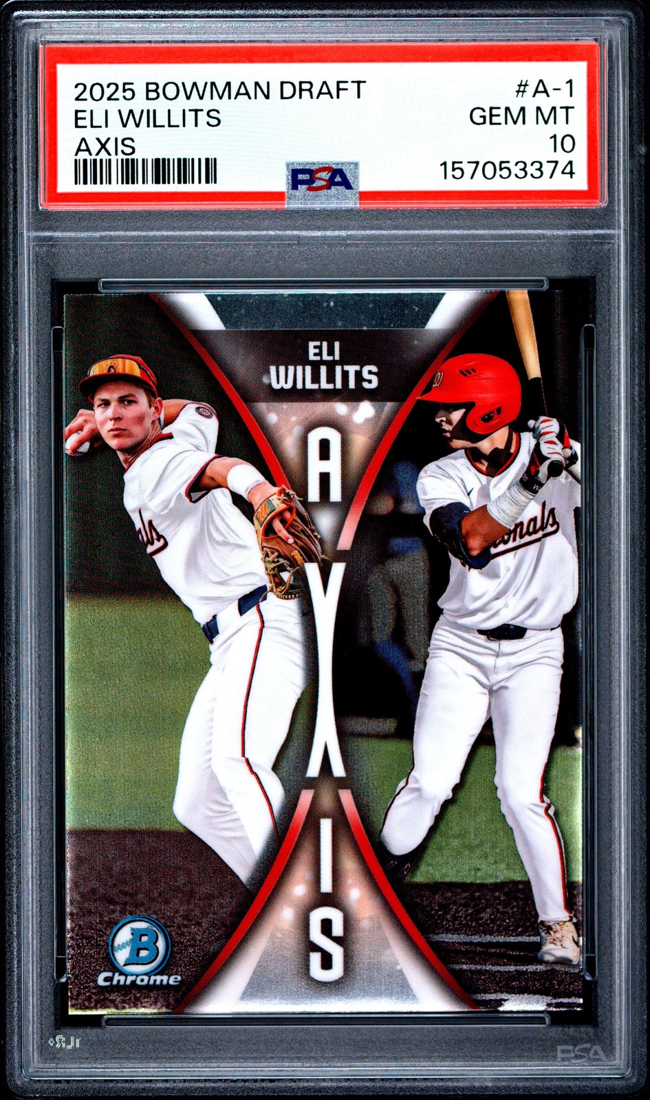Graded 2025 Topps Bowman Draft Eli Willits #A1 Axis Rookie RC Card PSA 10