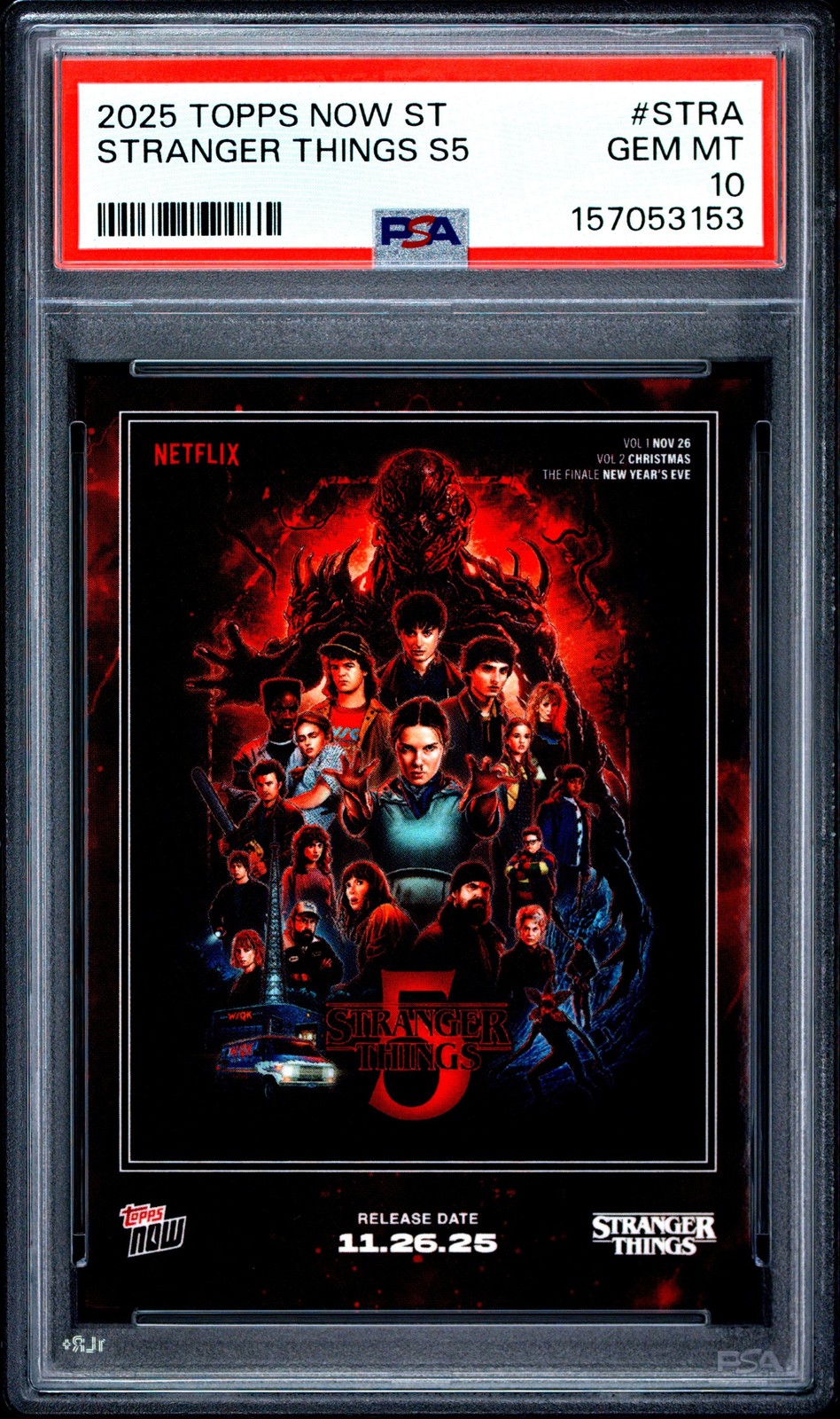 Graded 2025 Topps Now Stranger Things #STRA Netflix Card PSA 10 Gem Mint