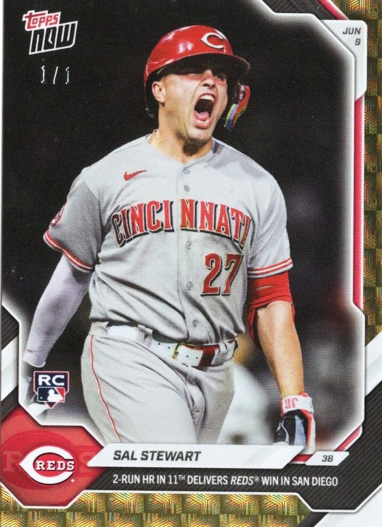 2026 Topps Now Sal Stewart #309 Foilfractor 1/1 Rookie RC Baseball Card