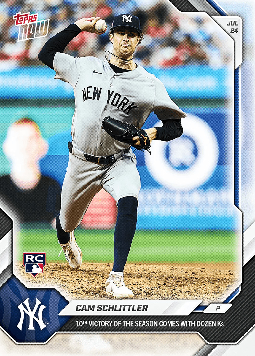 2026 Topps Now Cam Schlittler #483 New York Yankees Rookie RC Baseball Card