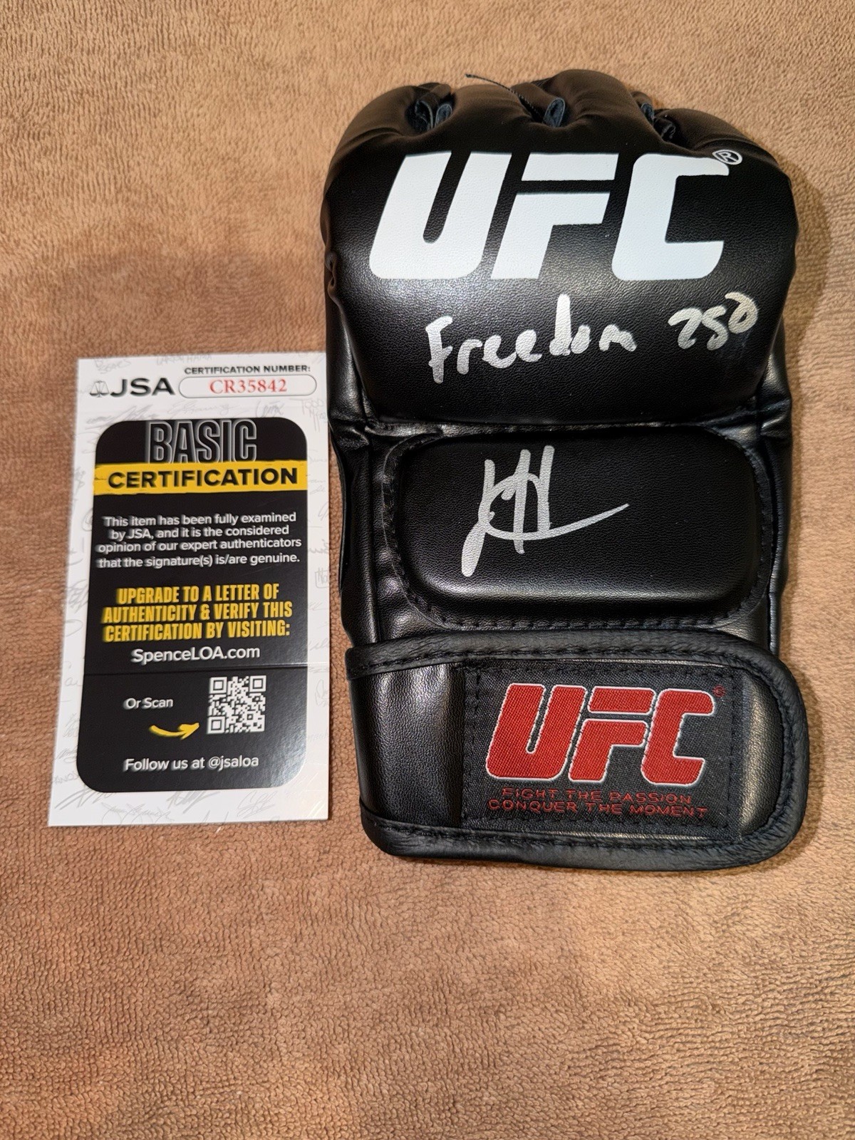 Josh Hokit Signed UFC MMA Glove UFC Legend Freedom 250 Winner JSA Auth