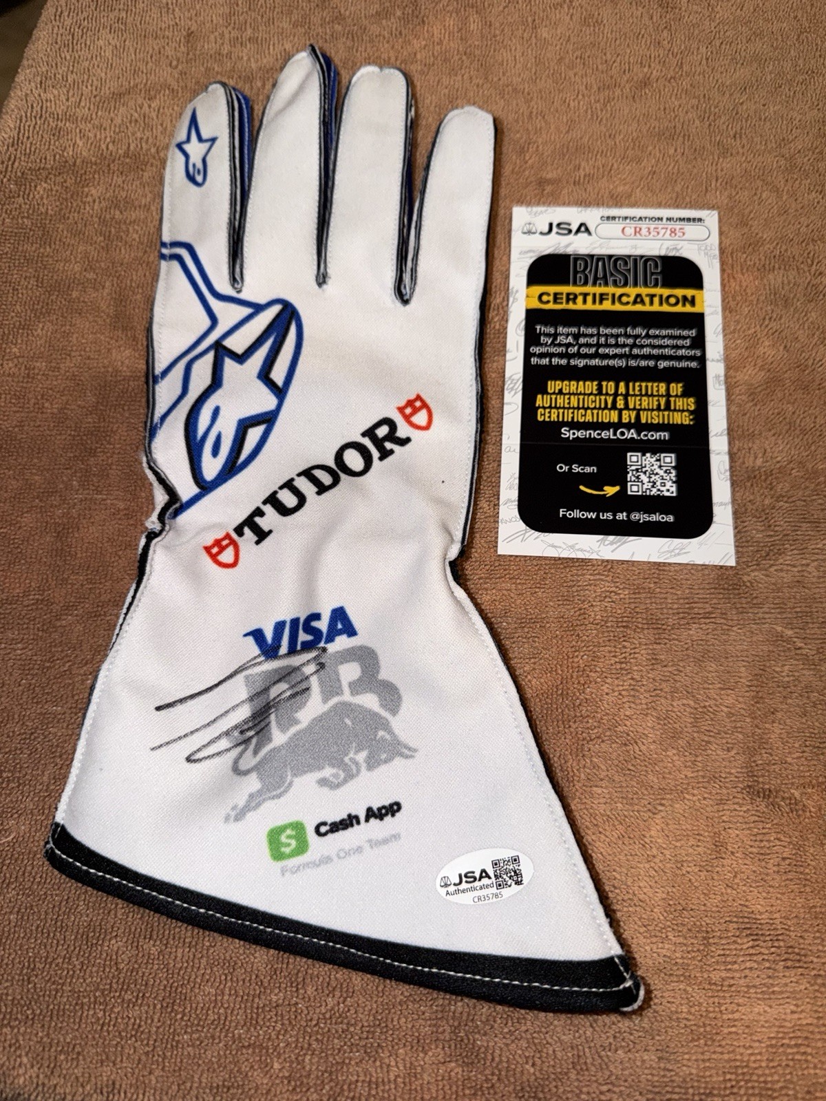 Arvid Lindblad Signed Visa RB Racing Bulls Race Glove Formula 1 Star JSA Auth #5