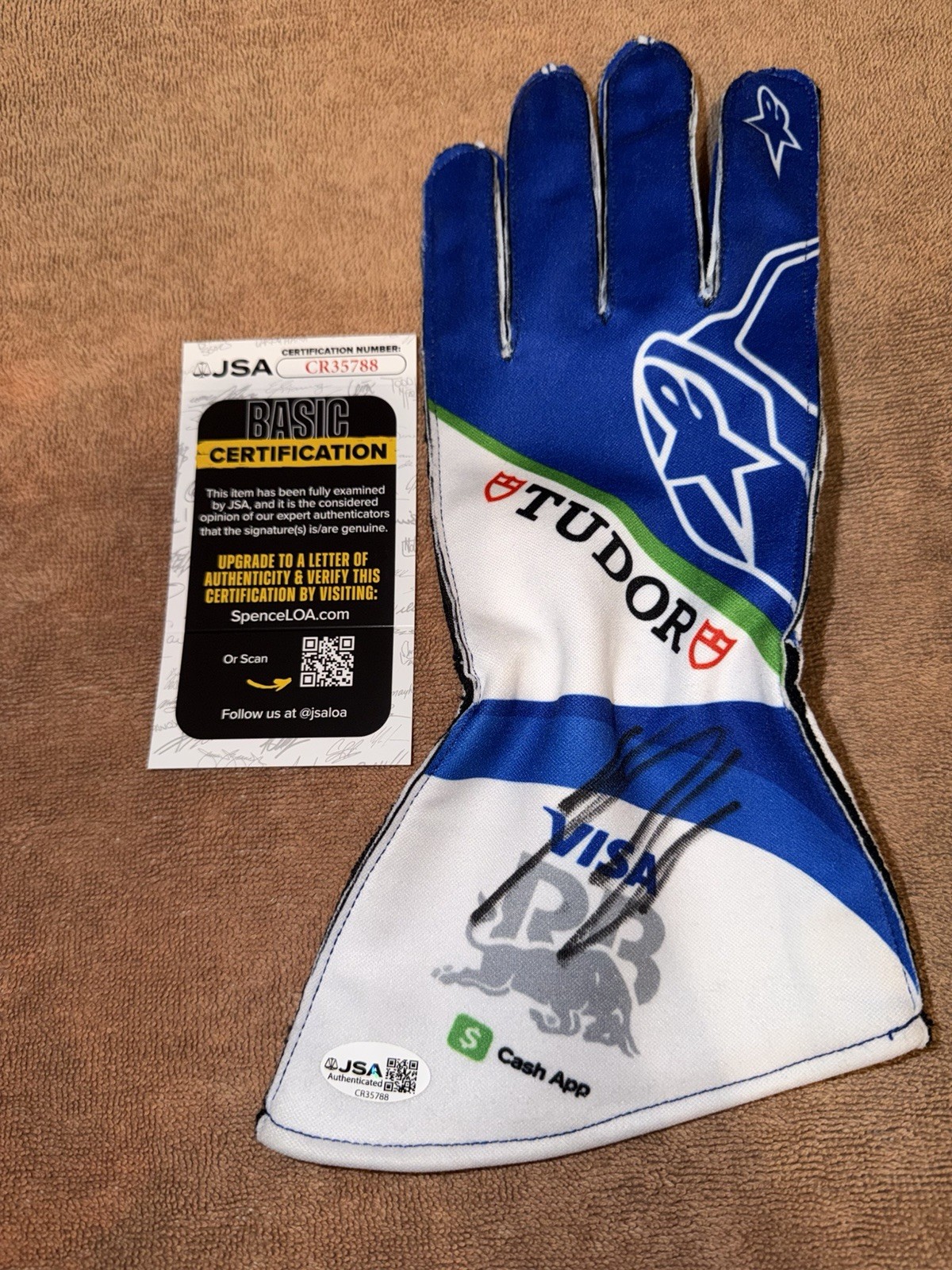 Arvid Lindblad Signed Visa RB Racing Bulls Race Glove Formula 1 Star JSA Auth #8