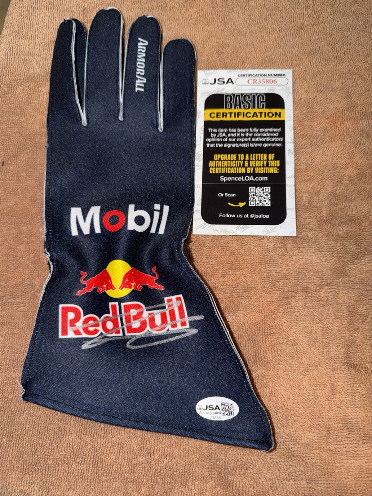 Isack Hadjar Signed Red Bull Racing Race Glove Formula 1 Star France JSA Auth #3