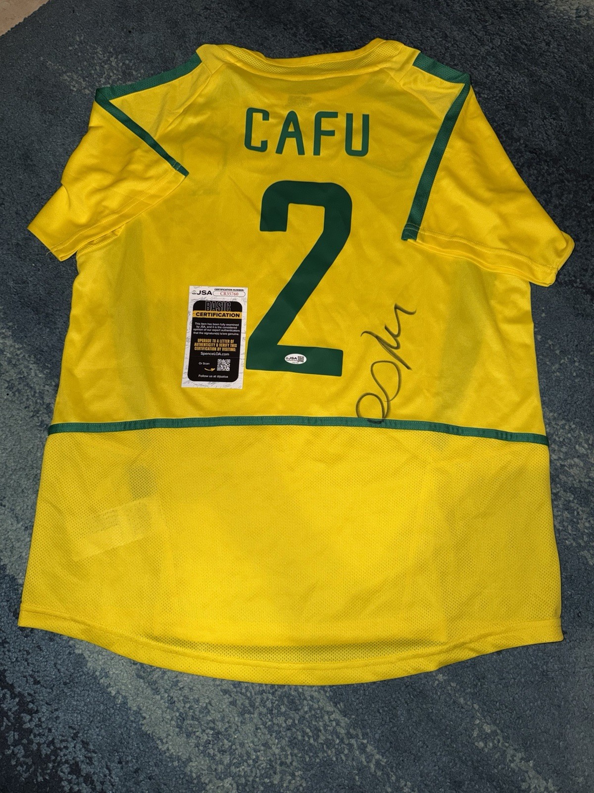 Cafu Signed Team Brazil Jersey Superstar World Cup Legend JSA Auth