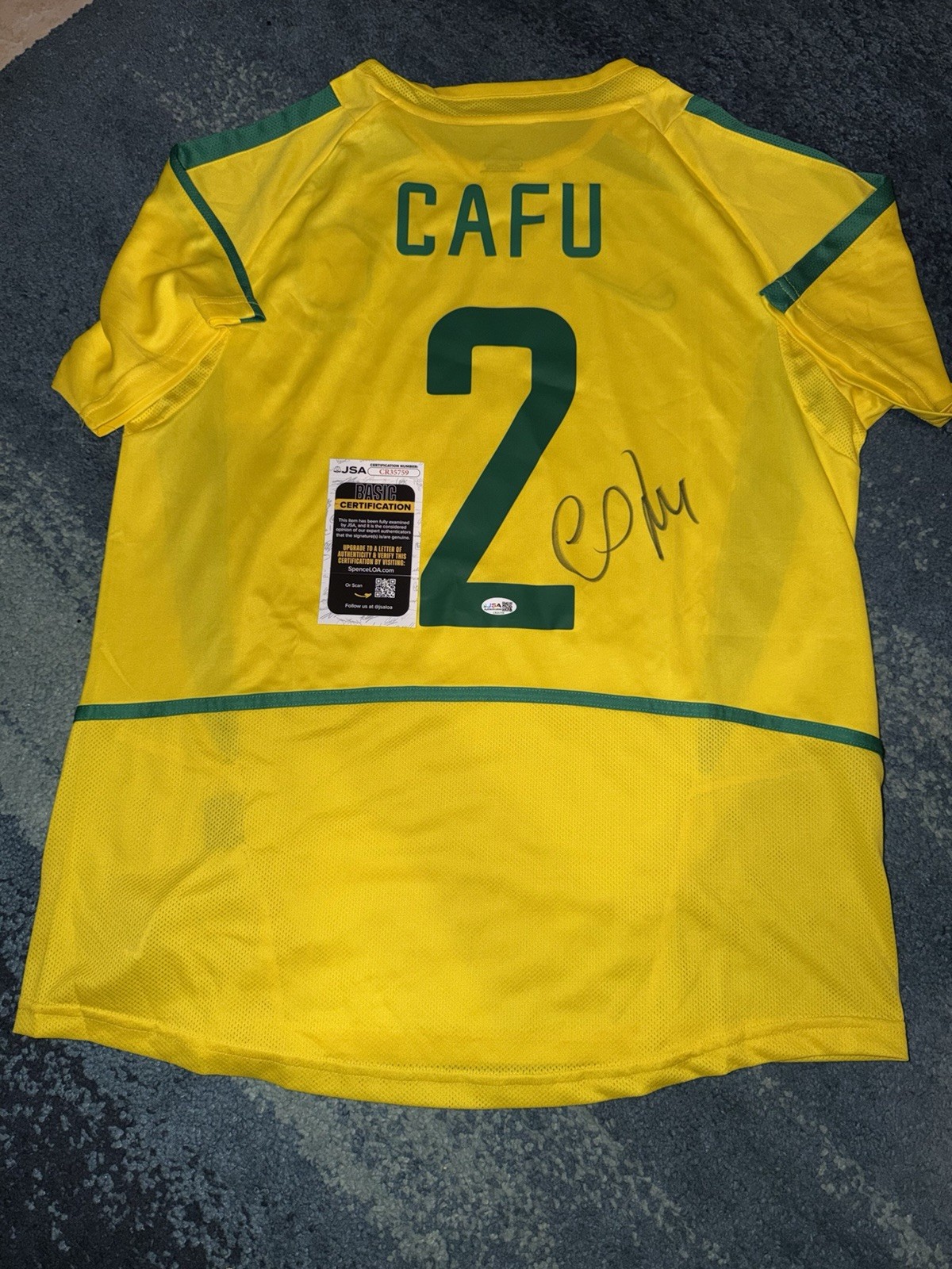 Cafu Signed Team Brazil Jersey Superstar World Cup Legend JSA Auth #2