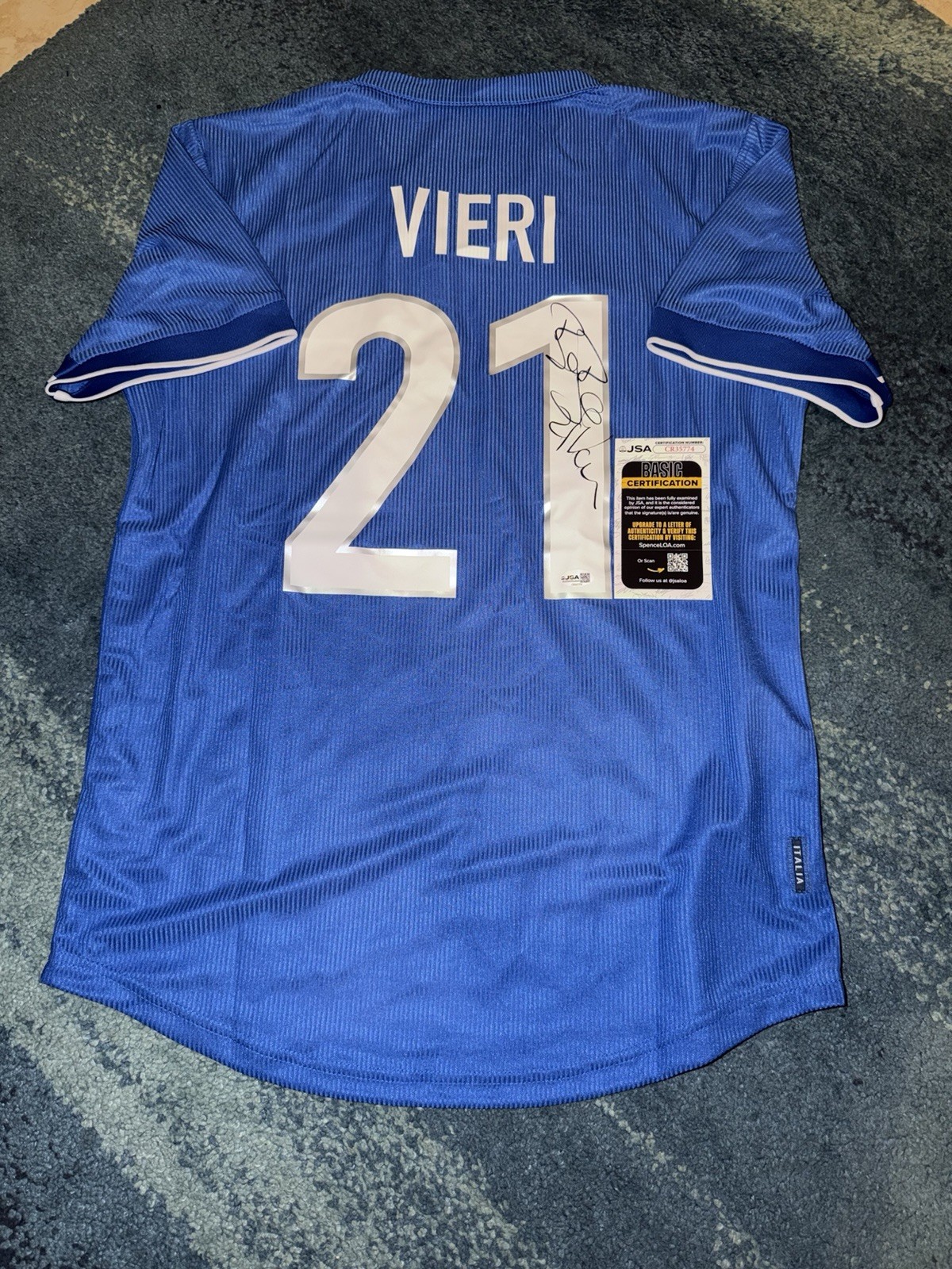 Christian Vieri Signed Italy Jersey Superstar World Cup Legend JSA Auth