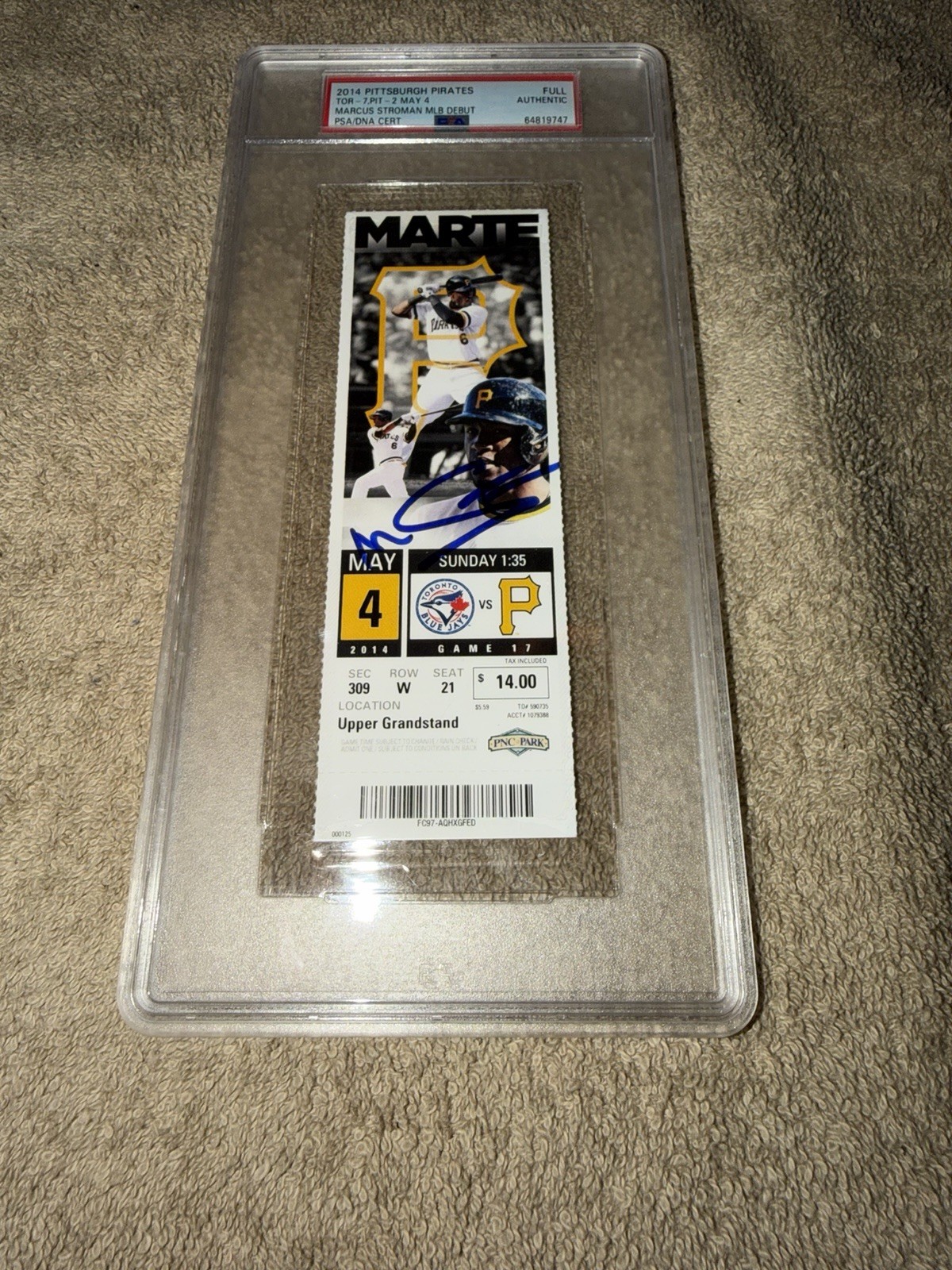 Marcus Stroman Signed Official MLB Debut Ticket 5/4/2014 Blue Jays Mets PSA/DNA