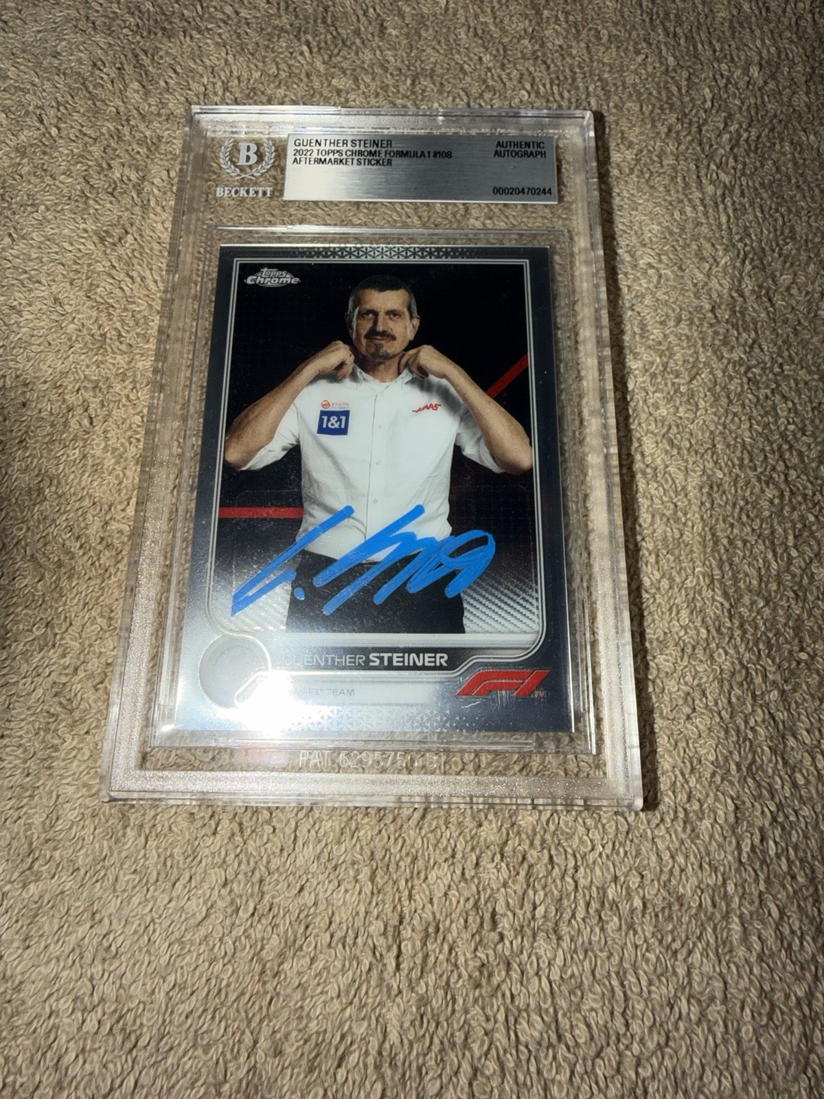 Guenther Steiner Signed 2022 Topps Chrome #108 Trading Card Formula 1 Beckett #2