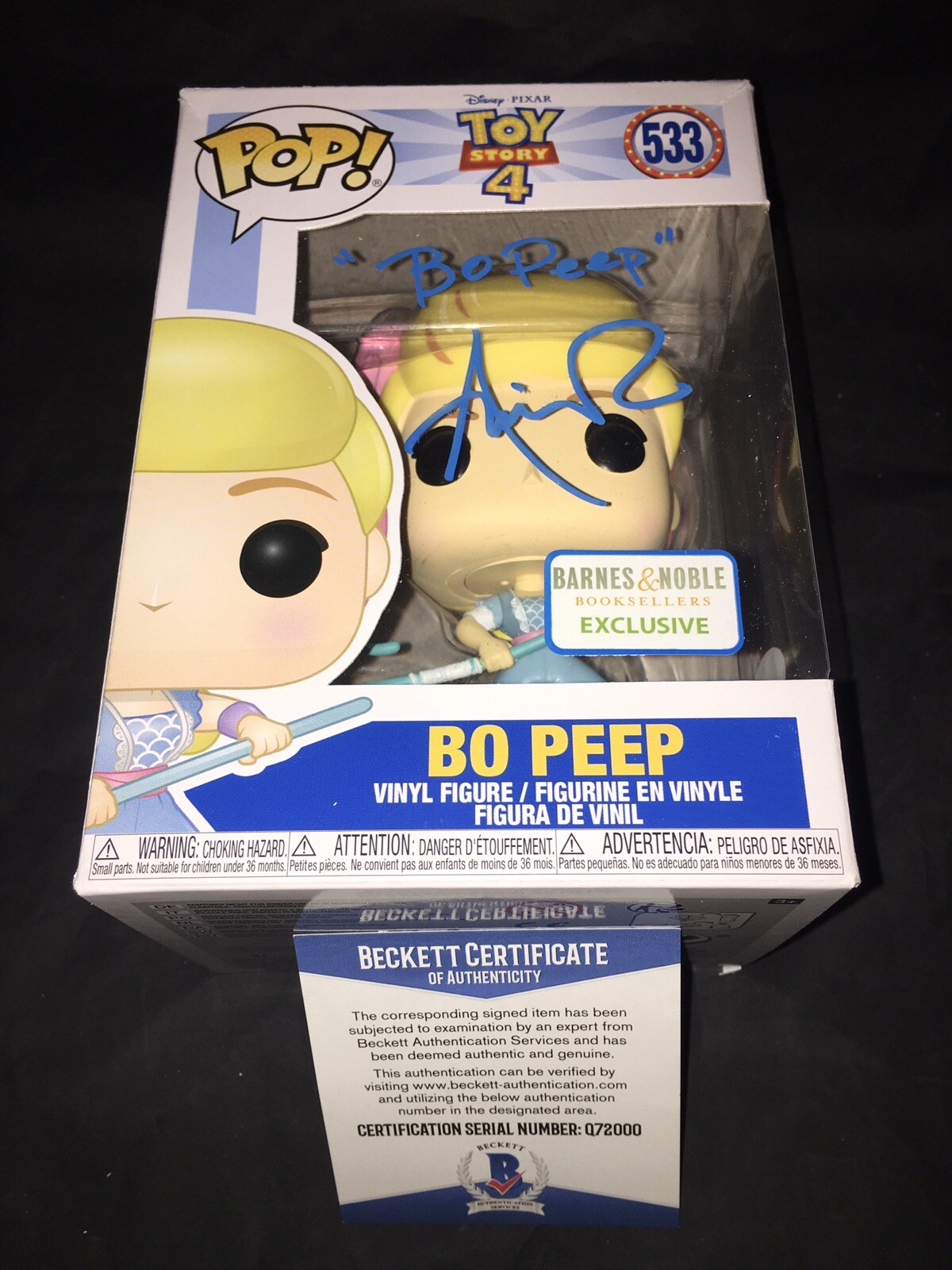 Annie Potts Signed Bo Peep Funko Pop Toy Story 4 Hollywood Star Beckett