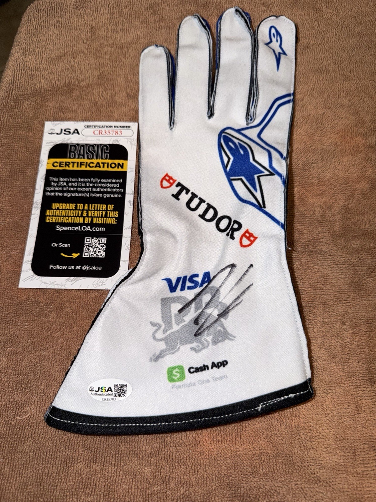 Arvid Lindblad Signed Visa RB Racing Bulls Race Glove Formula 1 Star JSA Auth #3