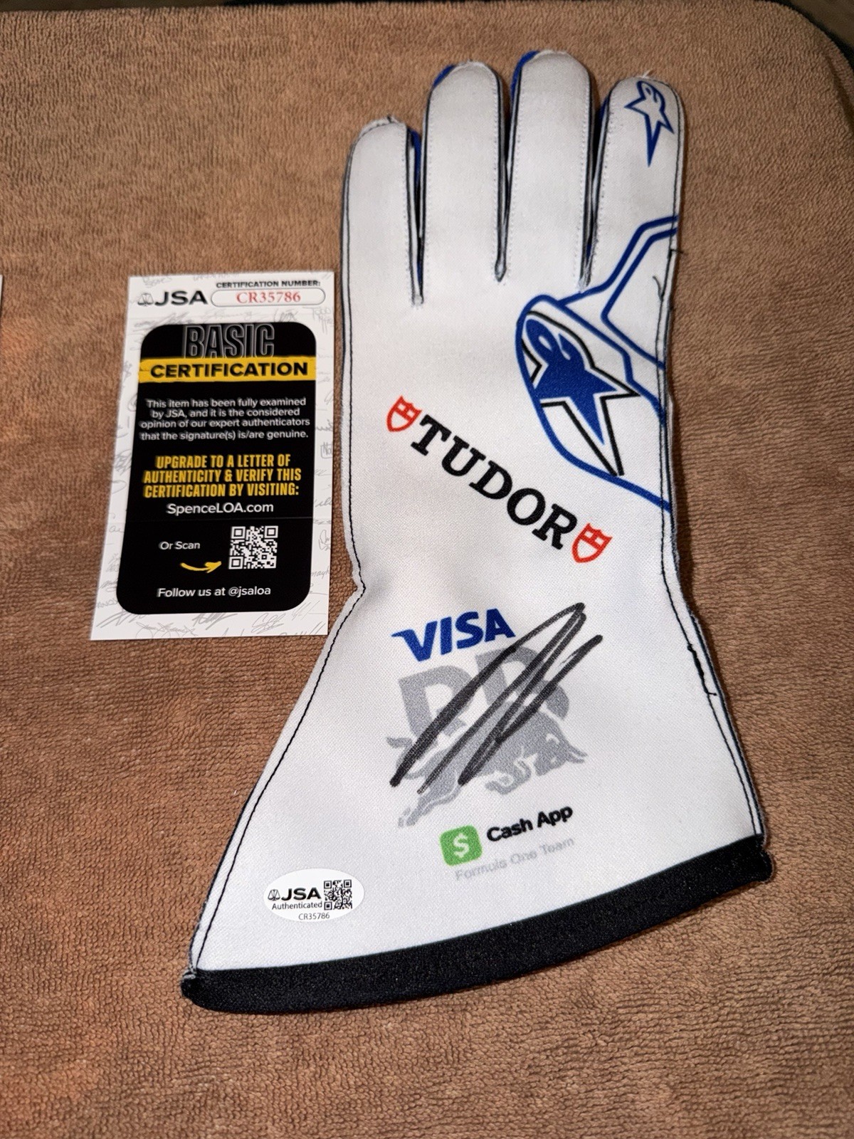 Arvid Lindblad Signed Visa RB Racing Bulls Race Glove Formula 1 Star JSA Auth #6
