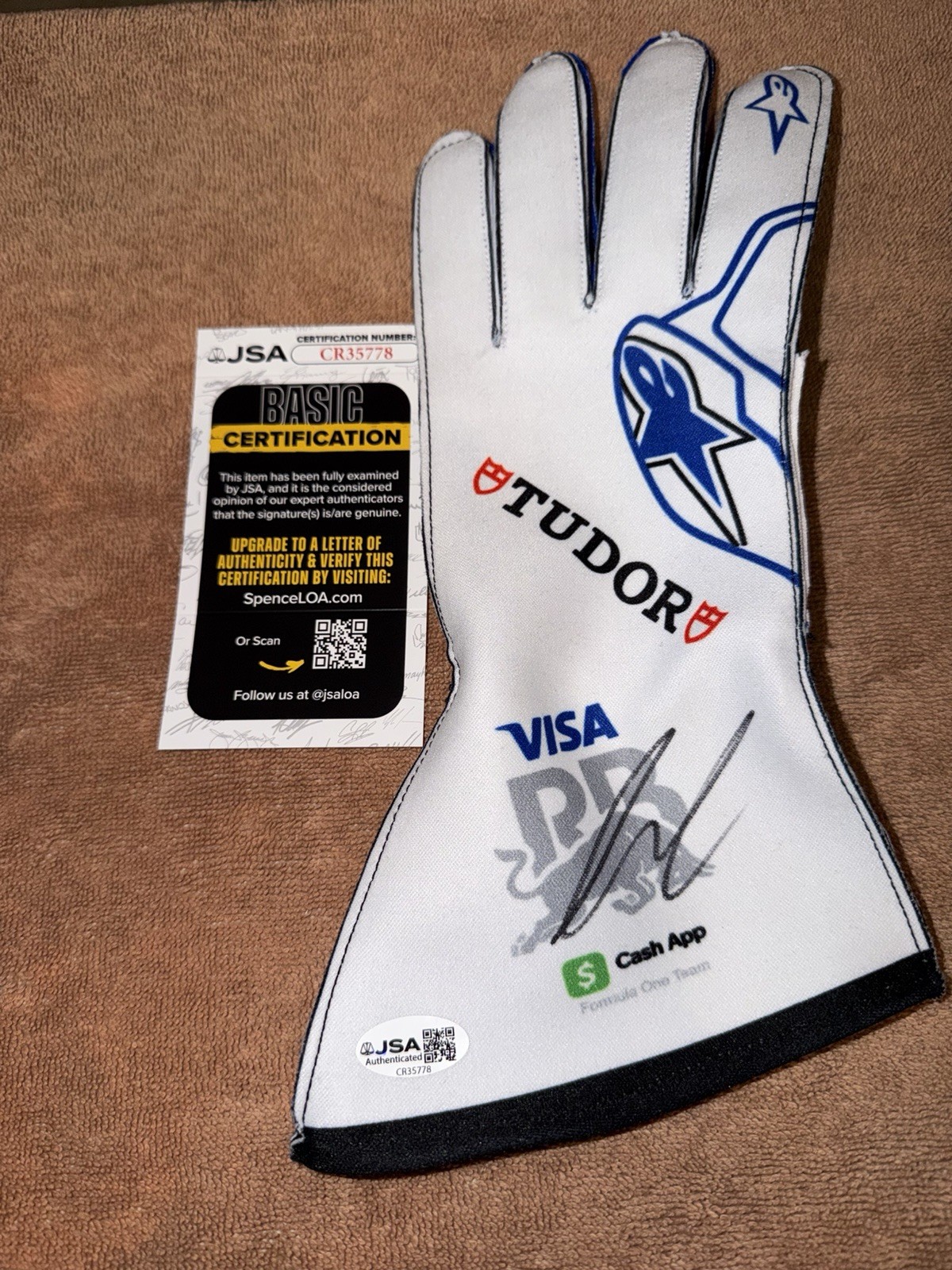 Liam Lawson Signed Visa RB Racing Bulls Race Glove Formula 1 Star JSA Auth #2