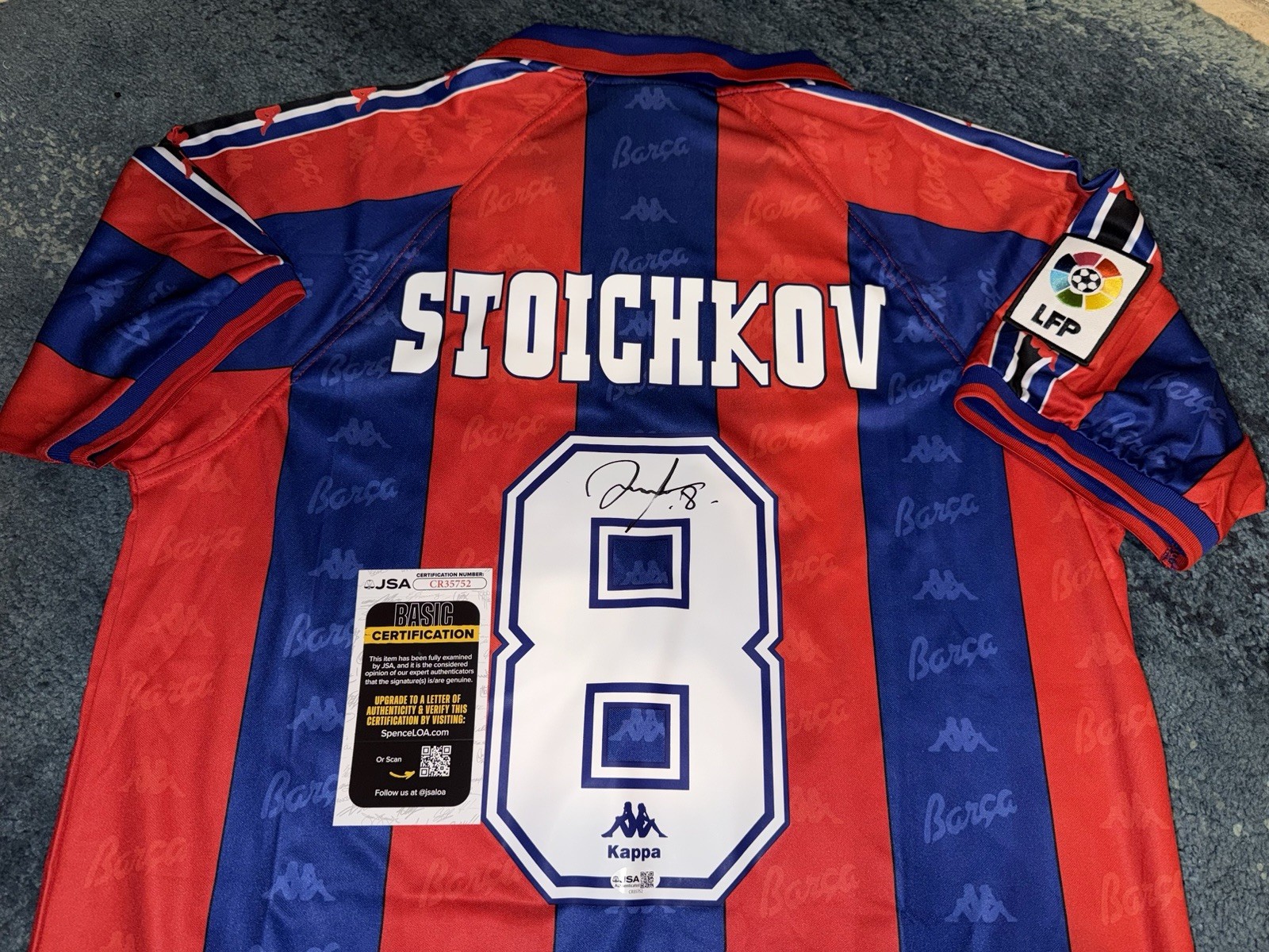 Hristo Stoichkov Signed FC Barcelona Jersey Bulgaria World Cup JSA Auth #2