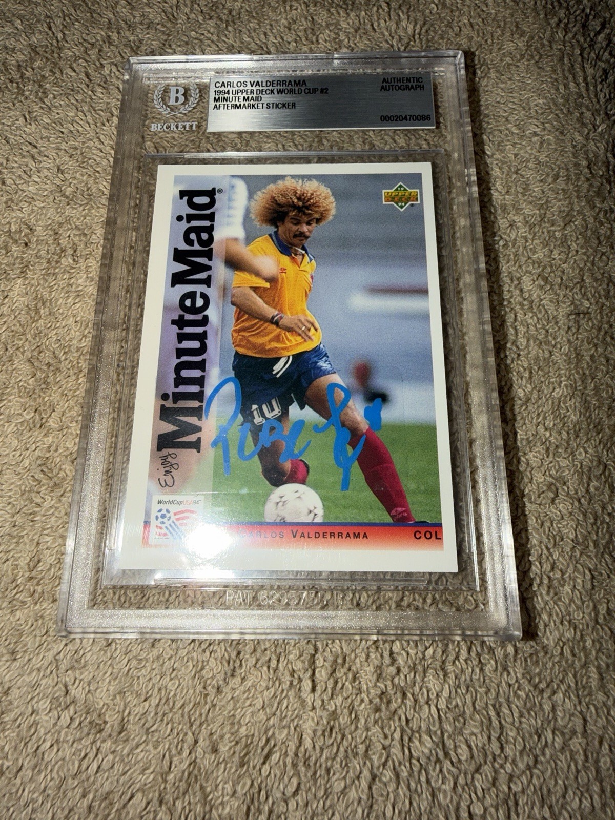 Carlos Pibe Valderrama Signed 1994 Upper Deck World Cup Trading Card Beckett #2