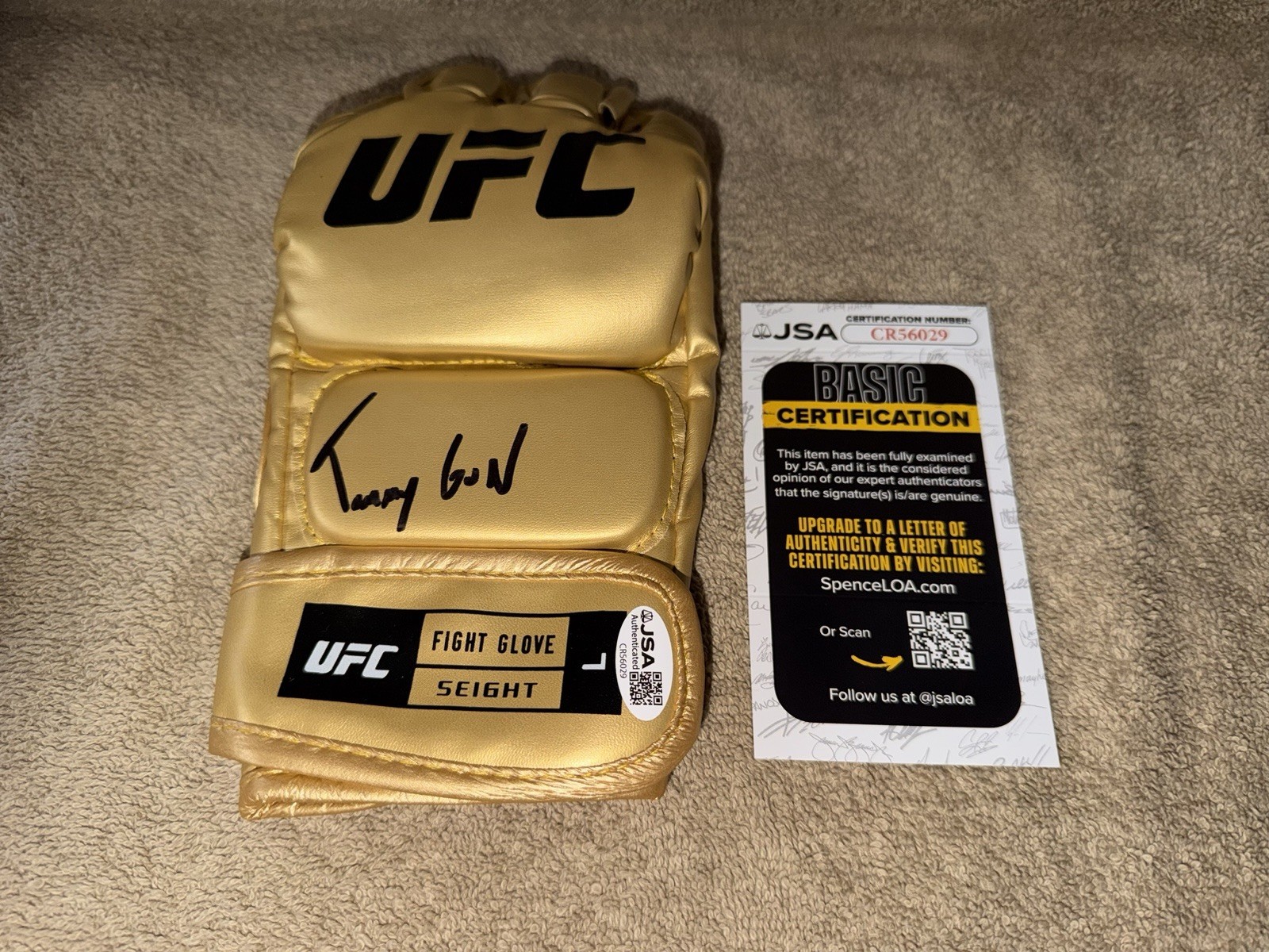 Tommy Gunz McMillen Signed UFC MMA Glove UFC Future Champ JSA Auth #2