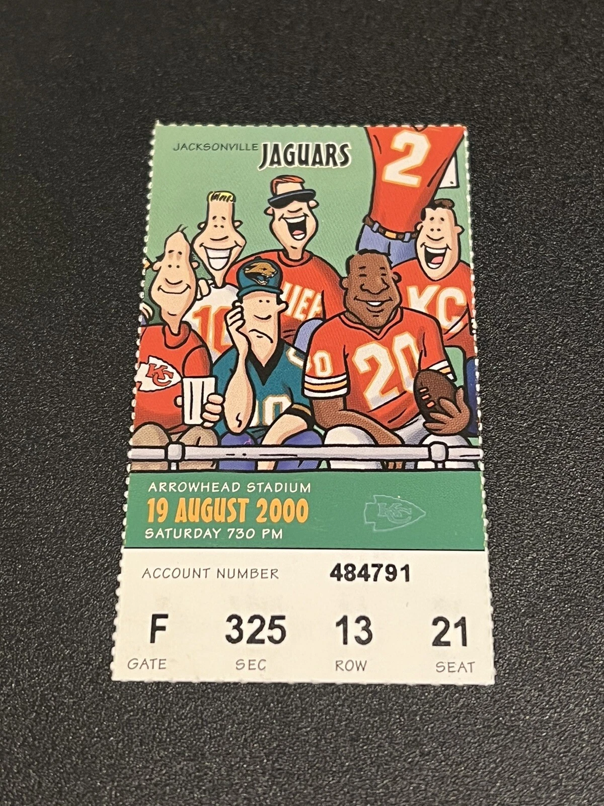 FOOTBALL TICKET STUB ARROWHEAD KANSAS CITY CHIEFS JACKSONVILLE JAGUARS 8/19 2000