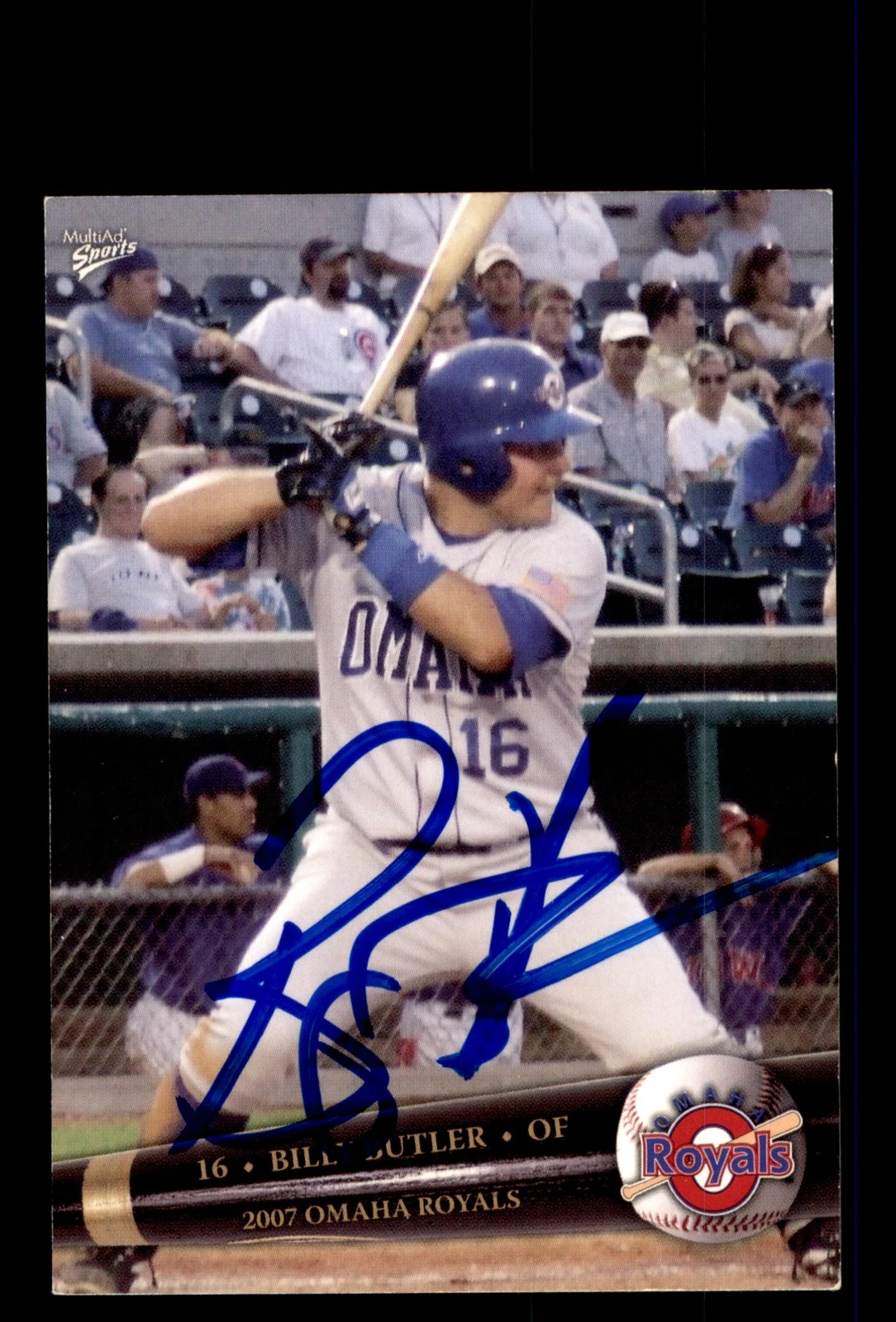 Signed Baseball Card Auto 2007 MultiAd Omaha Royals #35 Billy Butler