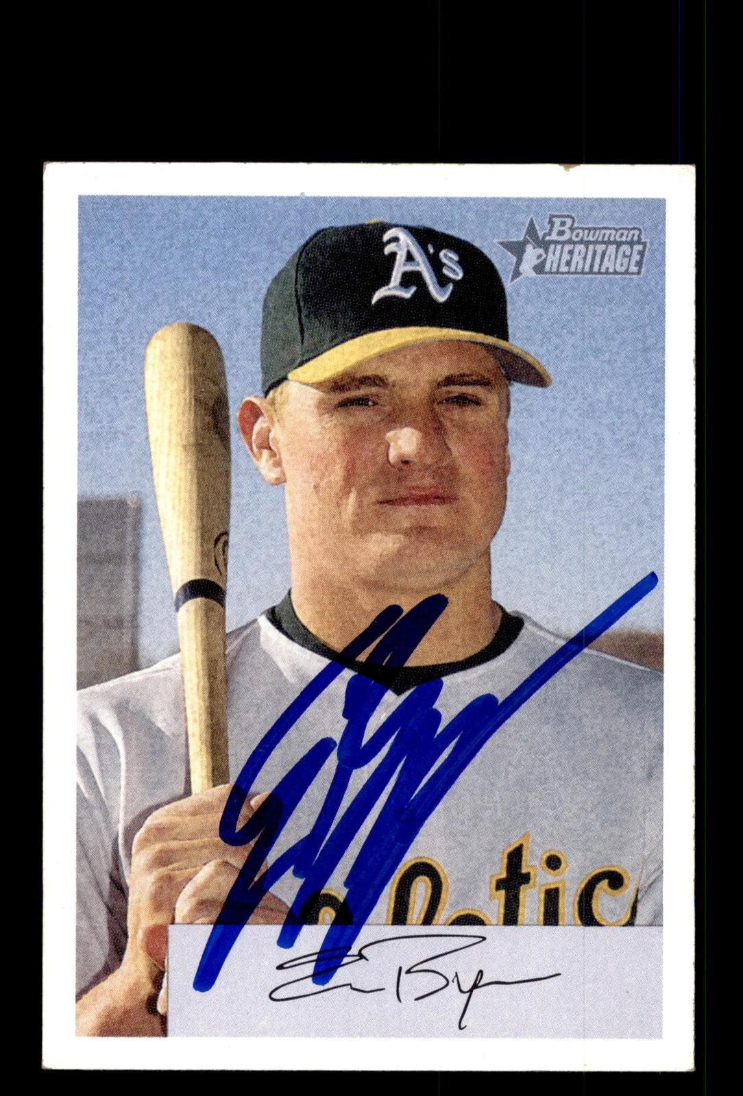 Signed Baseball Card Auto 2002 Bowman Heritage #253 Eric Byrnes Oakland A's
