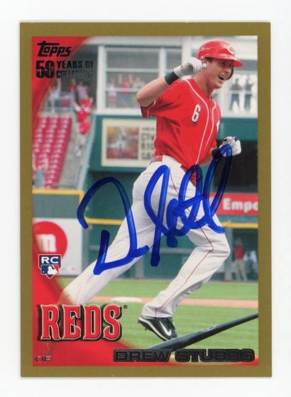 SIGNED BASEBALL CARD AUTO CINCINNATI REDS TOPPS 2010 DREW STUBBS RC /2010 #64