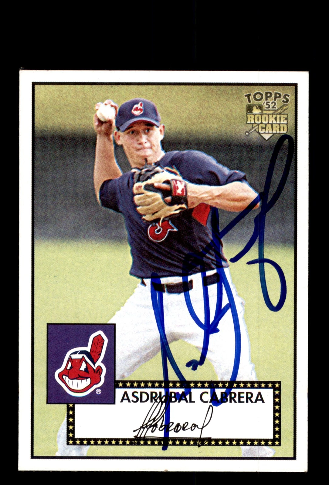 Signed Baseball Card Auto 2007 Topps Rookie 52 #174 Asdrubal Cabrera Indians