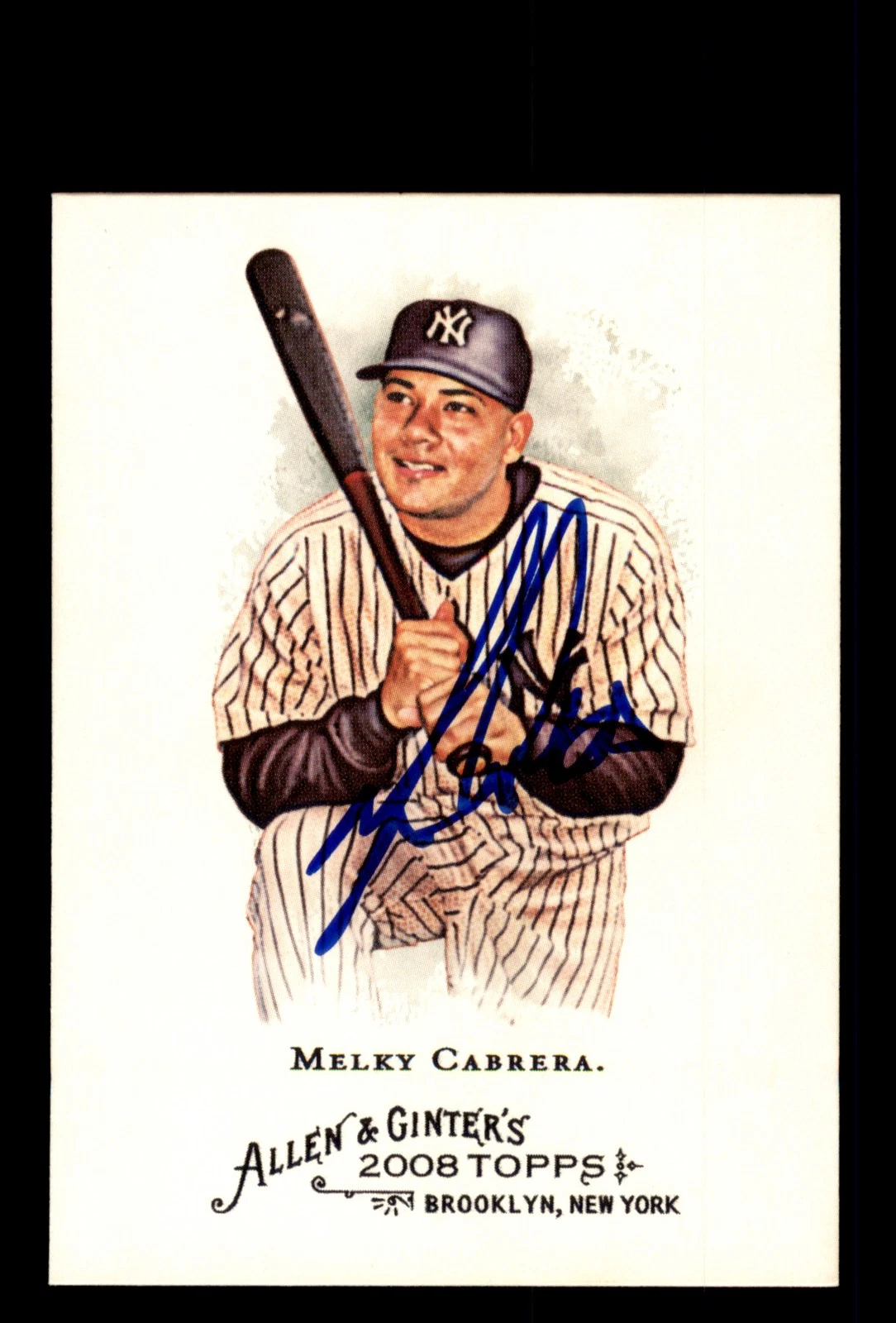 Signed Baseball Card Auto 2008 Topps Allen & Ginter #168 Melky Cabrera Yankees