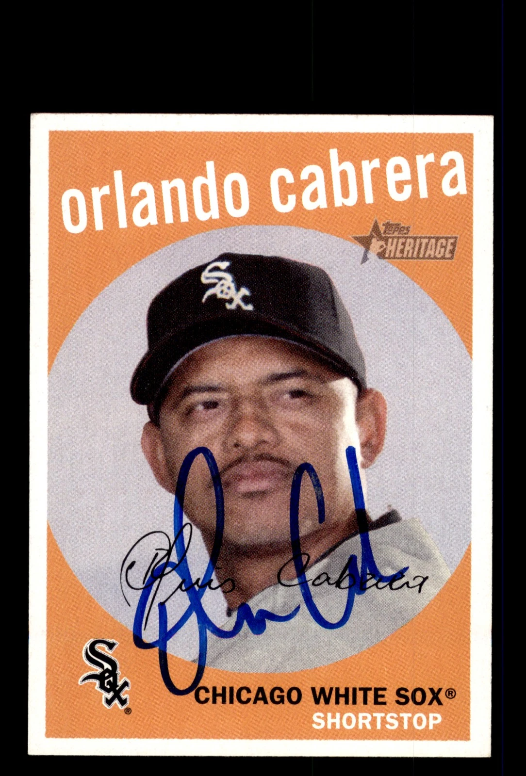 Signed Baseball Card Auto 2008 Topps Heritage #114 Orlando Cabrera White Sox