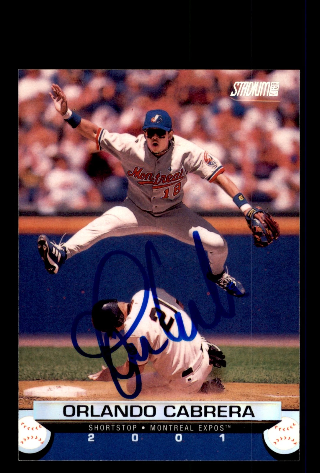 Signed Baseball Card Auto 2001 Stadium Club #36 Orlando Cabrera Montreal Expos