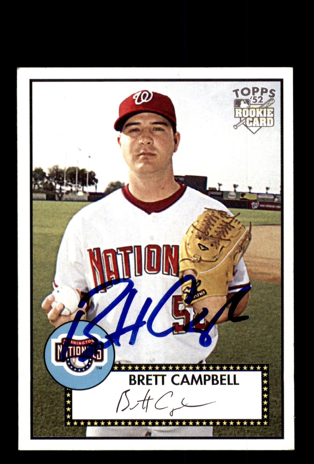 Signed Baseball Card Auto 2007 Topps Rookie 52 #207 Brett Campbell Nationals