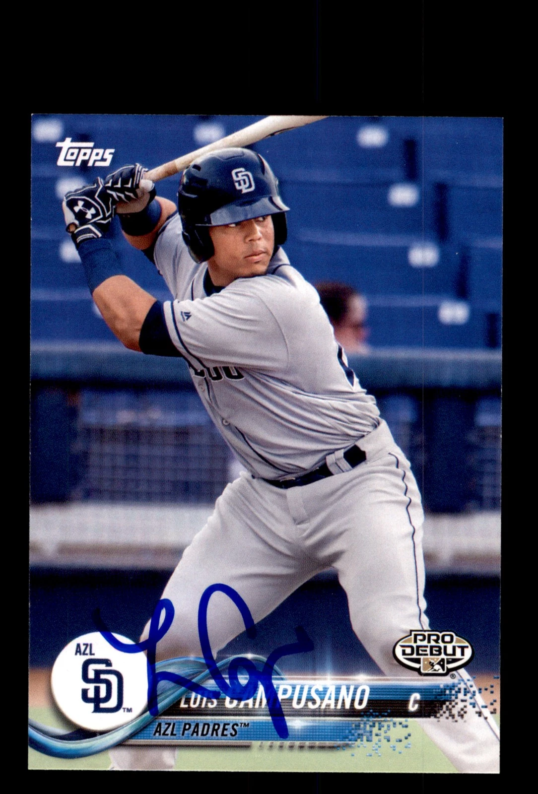 Signed Baseball Card Auto 2018 Topps Pro Debut #116 Luis Campusano MILB