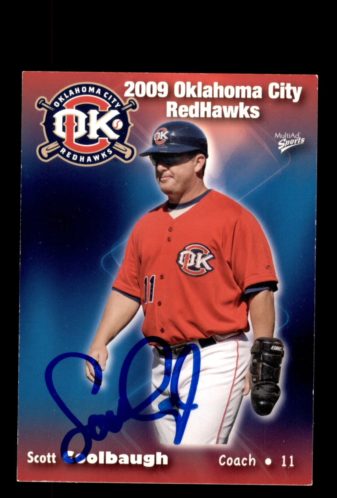 Signed Baseball Card Auto Scott Coolbaugh 2009 Oklahoma City RedHawks #28