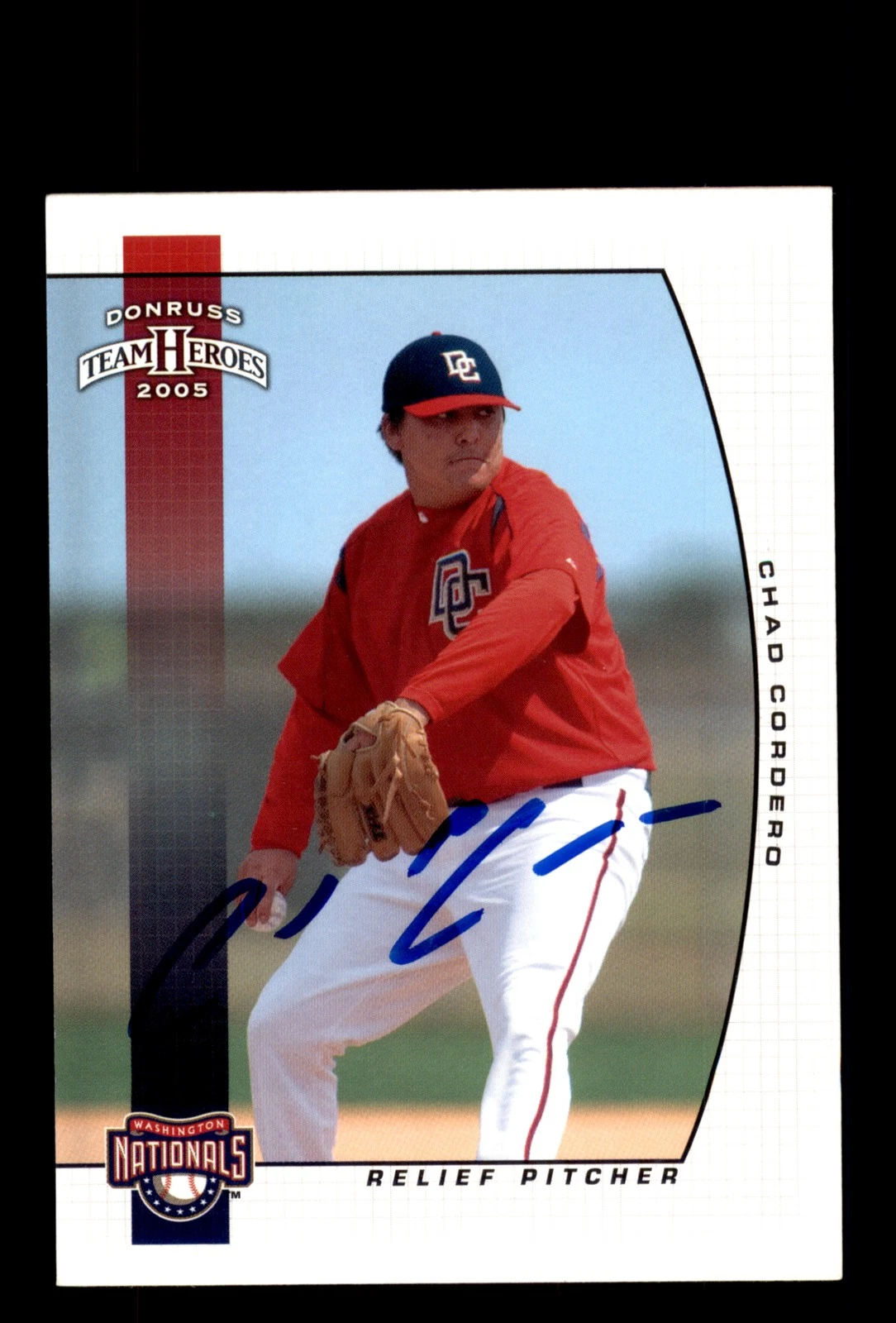 Signed Baseball Card Auto Chad Cordero 2005 Donruss Team Heroes #395 Nationals