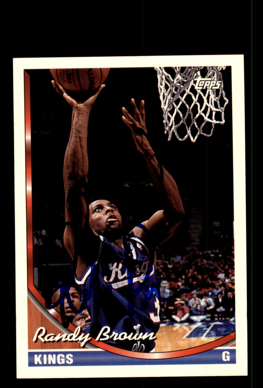 Signed Basketball Card Auto Randy Brown 1993-94 Topps #335 Sacramento Kings