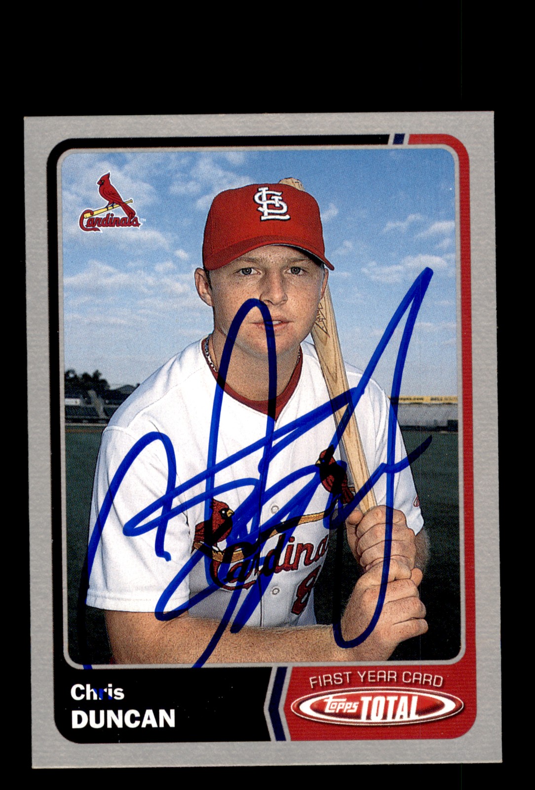 Signed Baseball Card Auto Chris Duncan 2003 Topps Total #928 Cardinals Silver