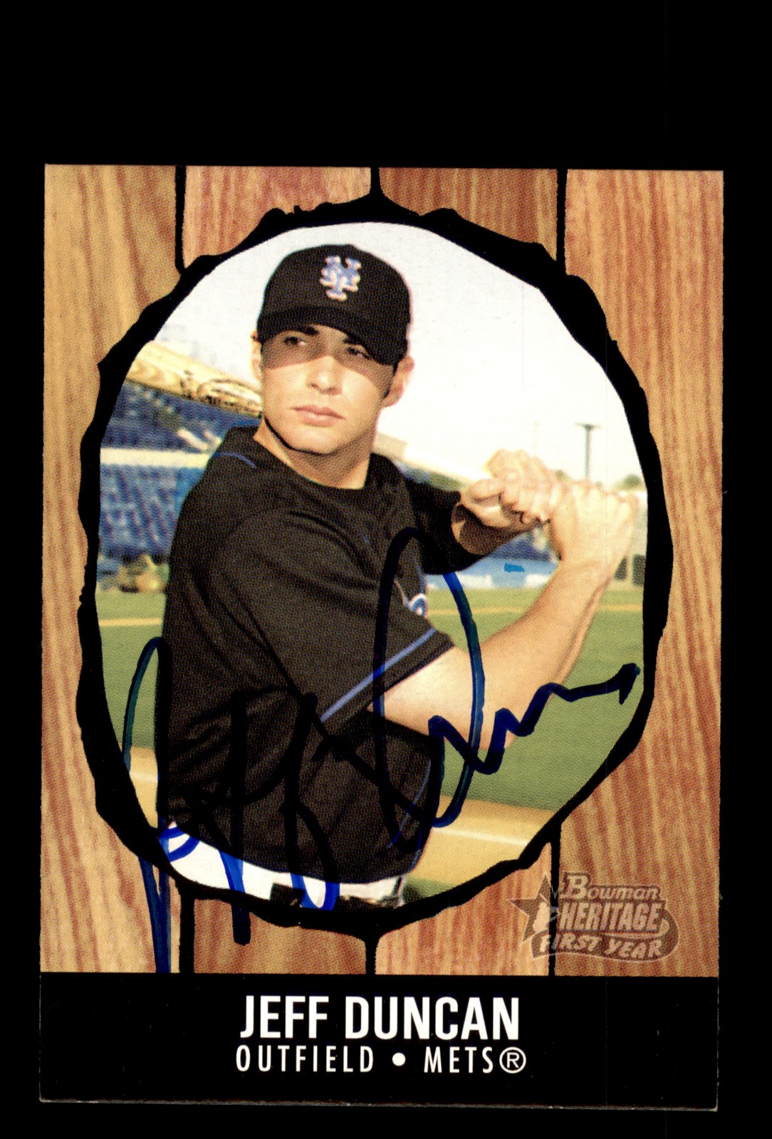 Signed Baseball Card Auto Jeff Duncan 2003 Bowman Heritage #225 New York Mets