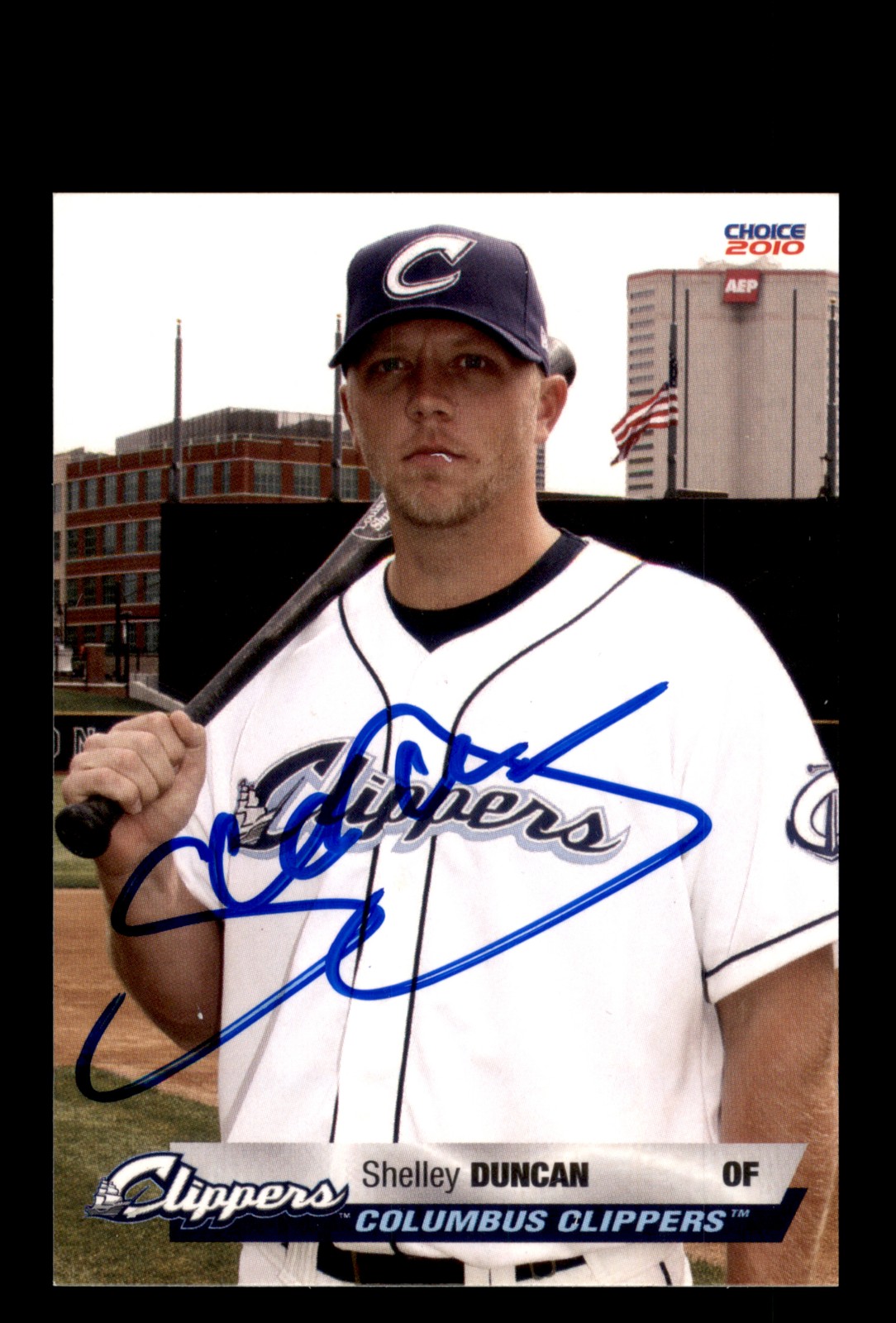 Signed Baseball Card Auto Shelley Duncan 2010 Choice Columbus Clippers