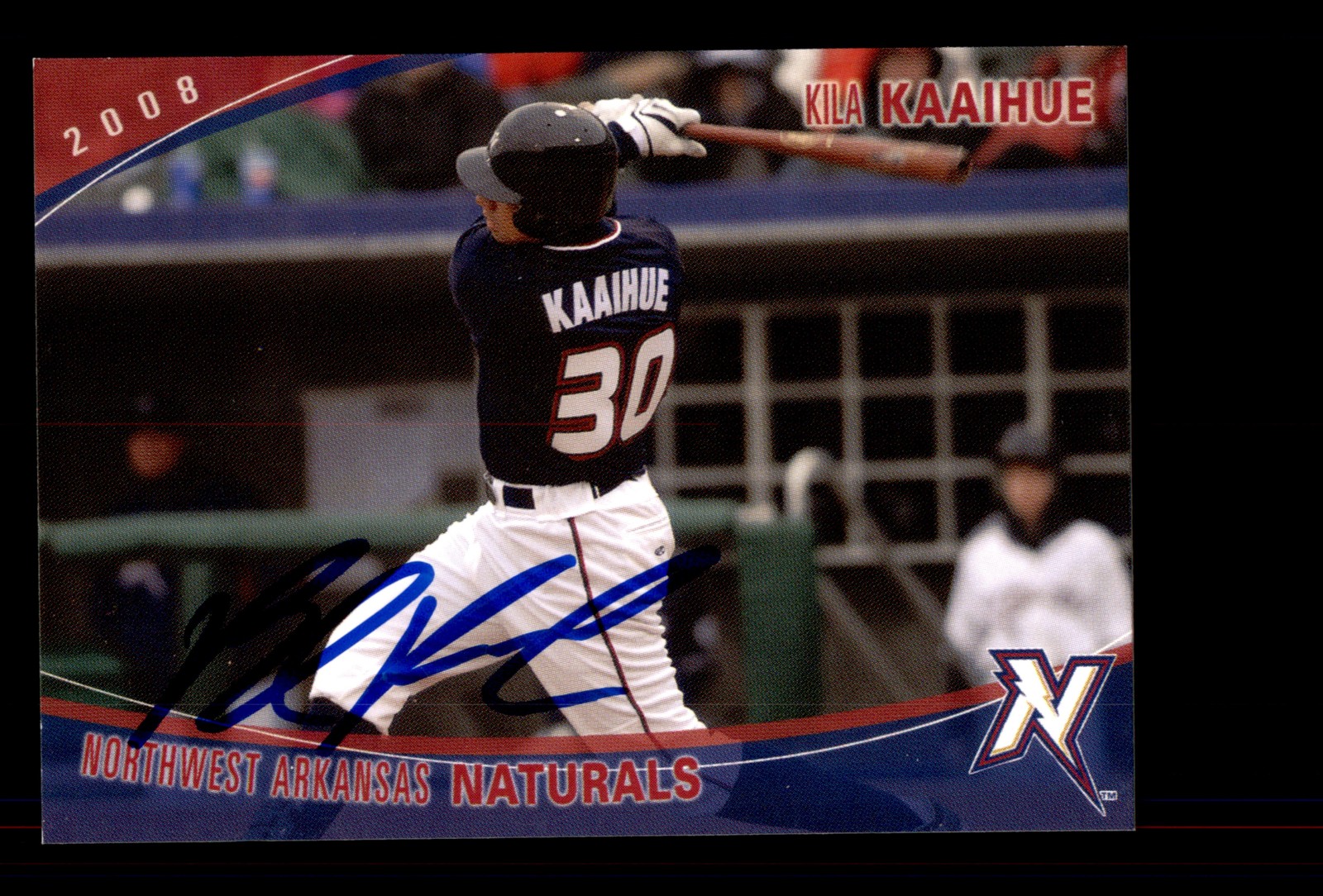 Signed Baseball Card Auto Kila Ka'aihue 2008 Northwest Arkansas Naturals