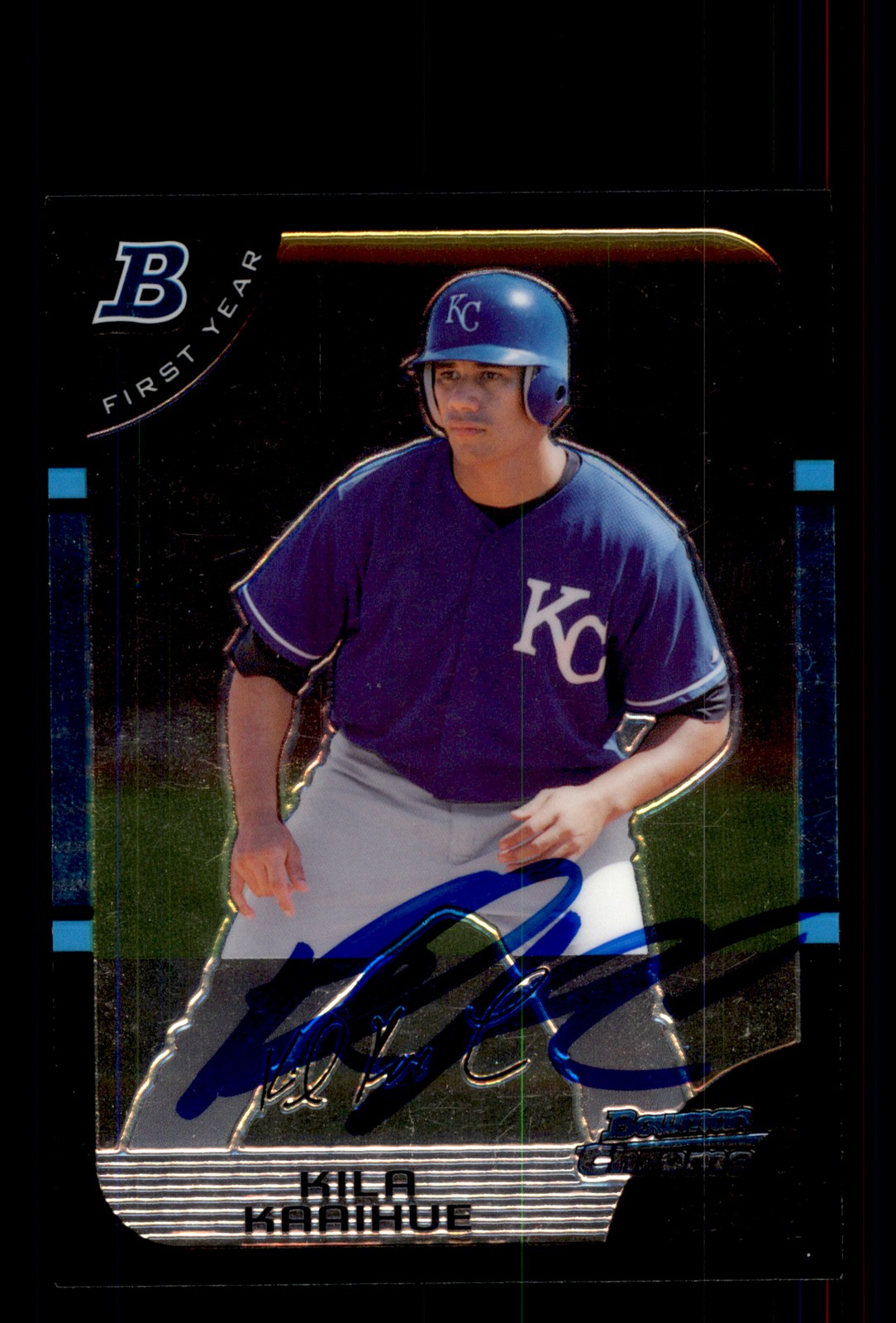 Signed Baseball Card Auto Kila Kaaihue 2005 Bowman Chrome #186 Royals