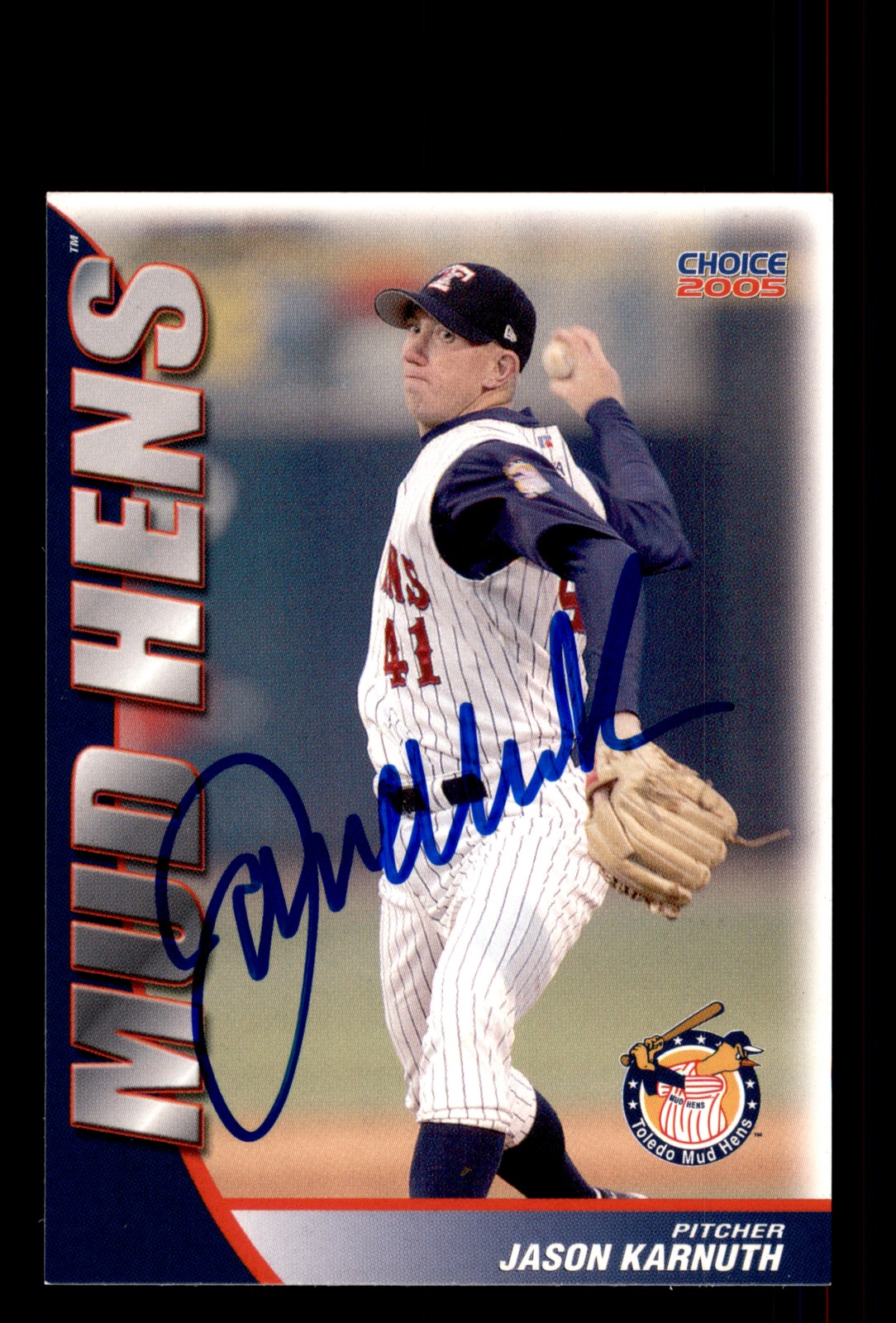 Signed Baseball Card Auto Jason Karnuth 2005 Choice Toledo Mud Hens
