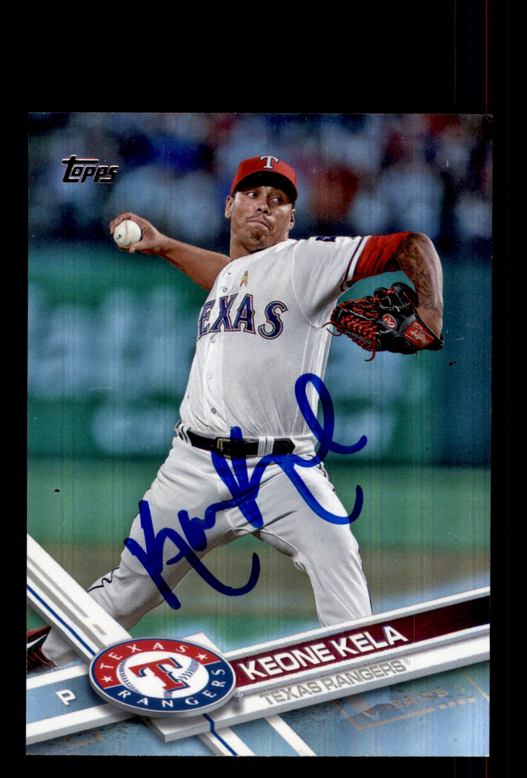 Signed Baseball Card Auto Keone Kela 2017 Topps #22 Texas Rangers Foil