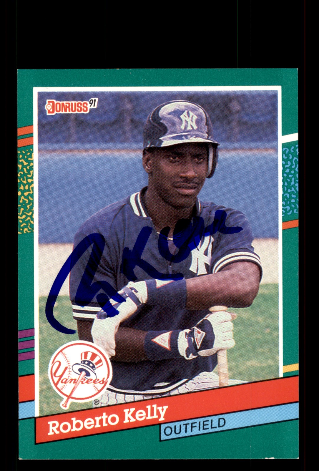 Signed Baseball Card Auto Roberto Kelly 1991 Donruss #538 New York Yankees