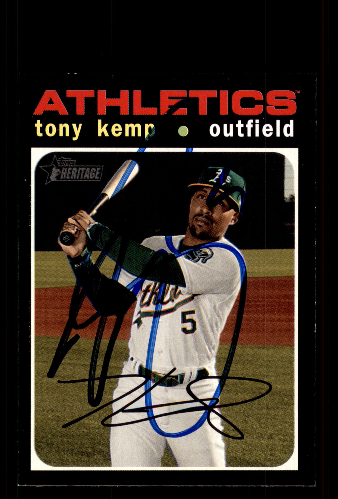 Signed Baseball Card Auto Tony Kemp 2020 Topps Heritage #586 Oakland Athletics