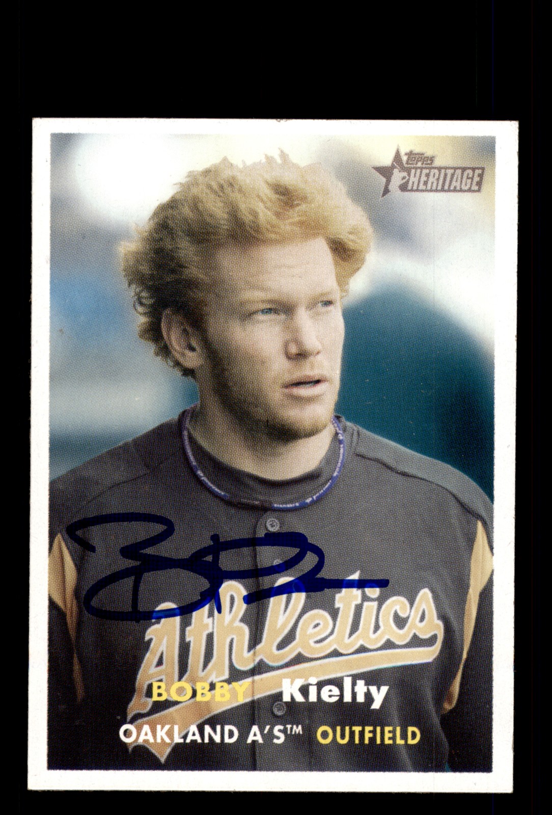 Signed Baseball Card Auto Bobby Kielty 2006 Topps Heritage #427 Oakland A's