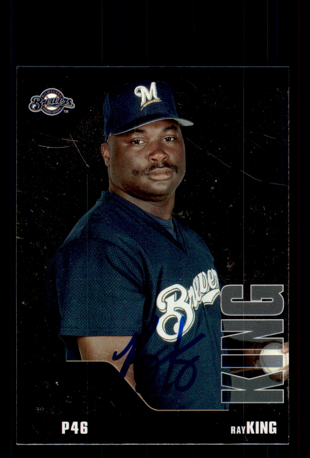 Signed Baseball Card Auto Ray King 2002 Upper Deck 40-Man #557 Brewers Var